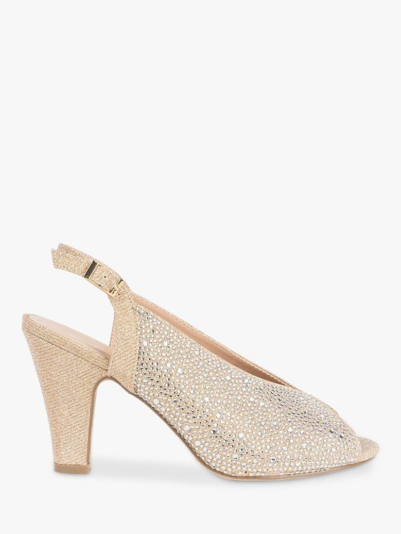 Paradox London Glory Glitter Wide Fit High Heel Slingback Sandals, Champagne