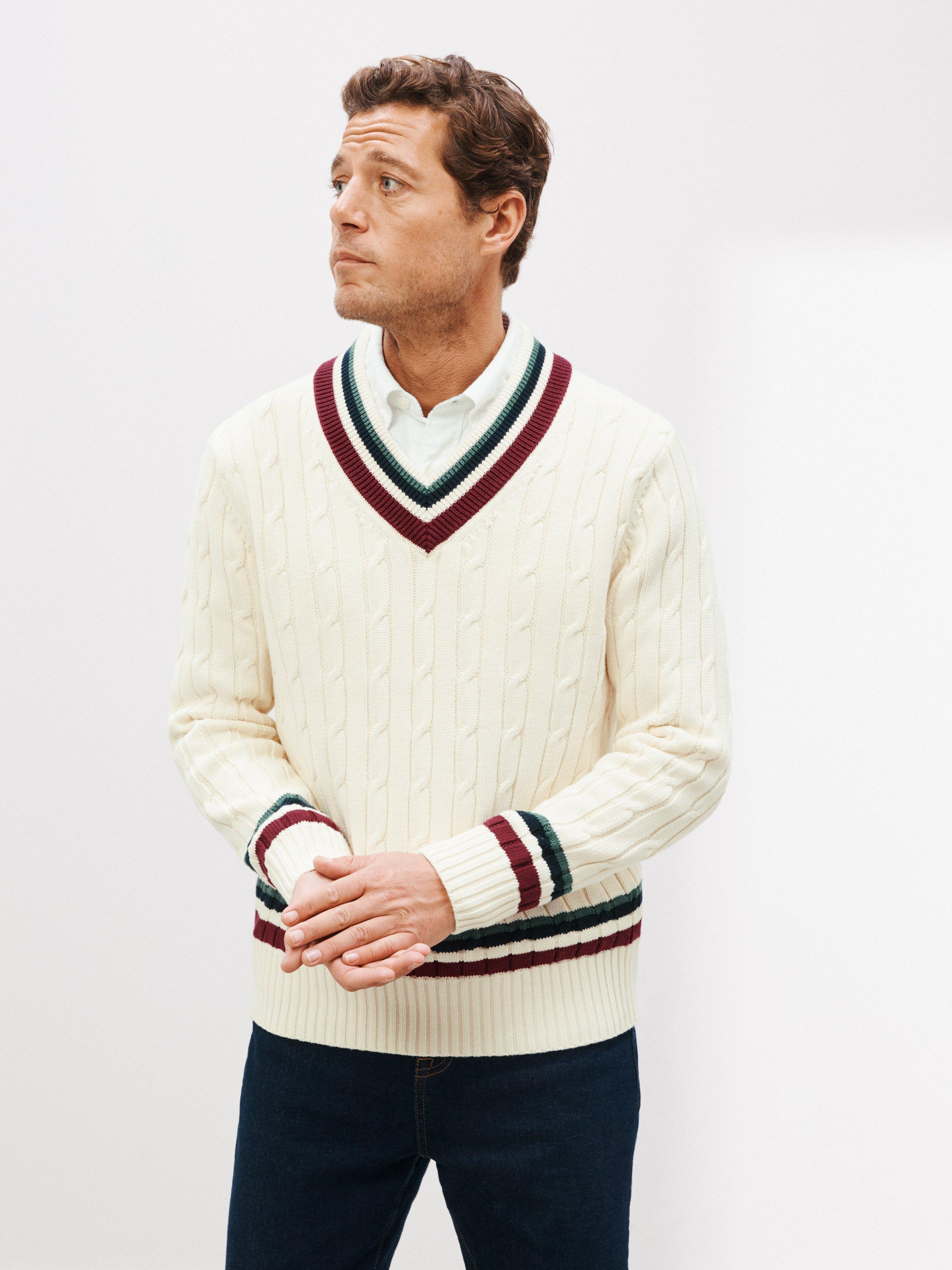 John Lewis Cotton Cricket Jumper, Ecru/Multi