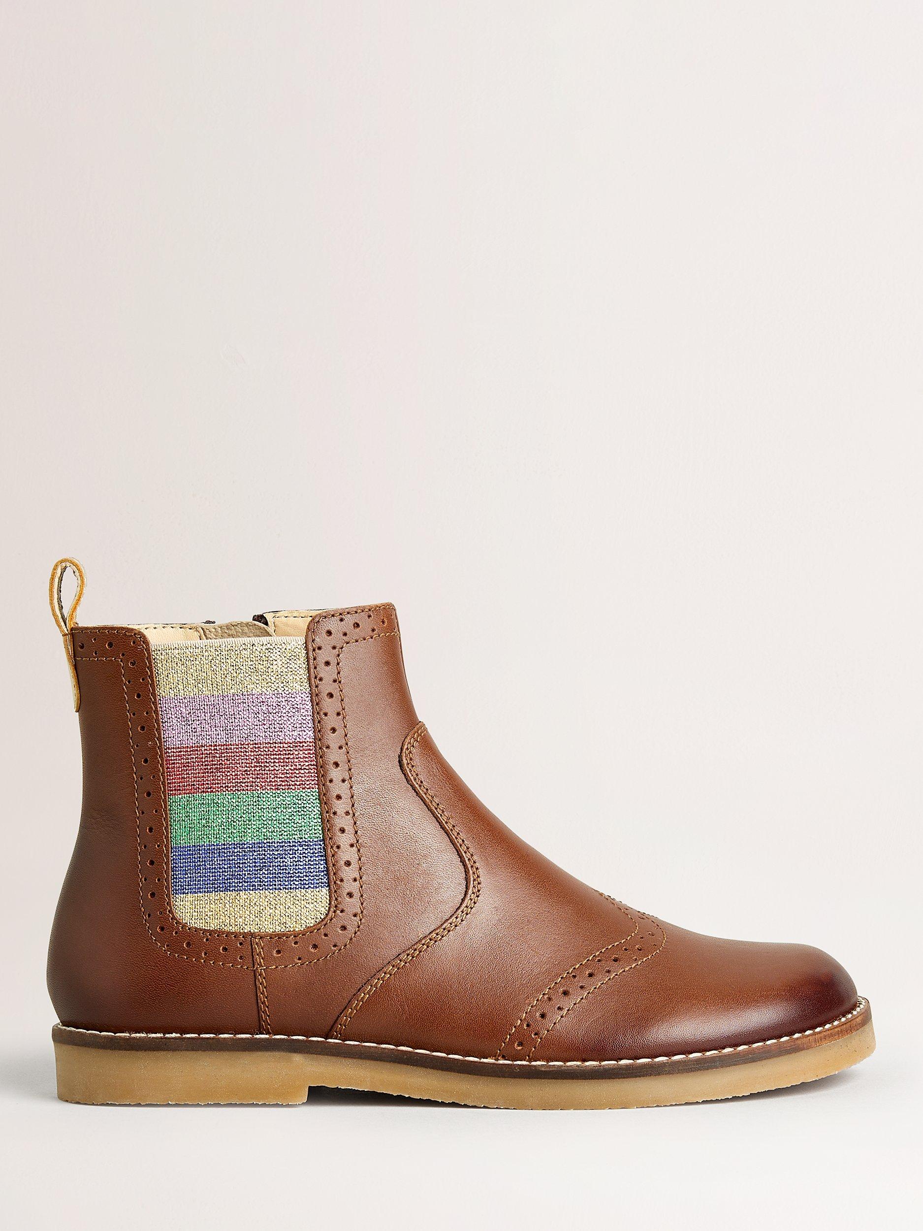Mini Boden Kids' Leather Chelsea Boots, Tan