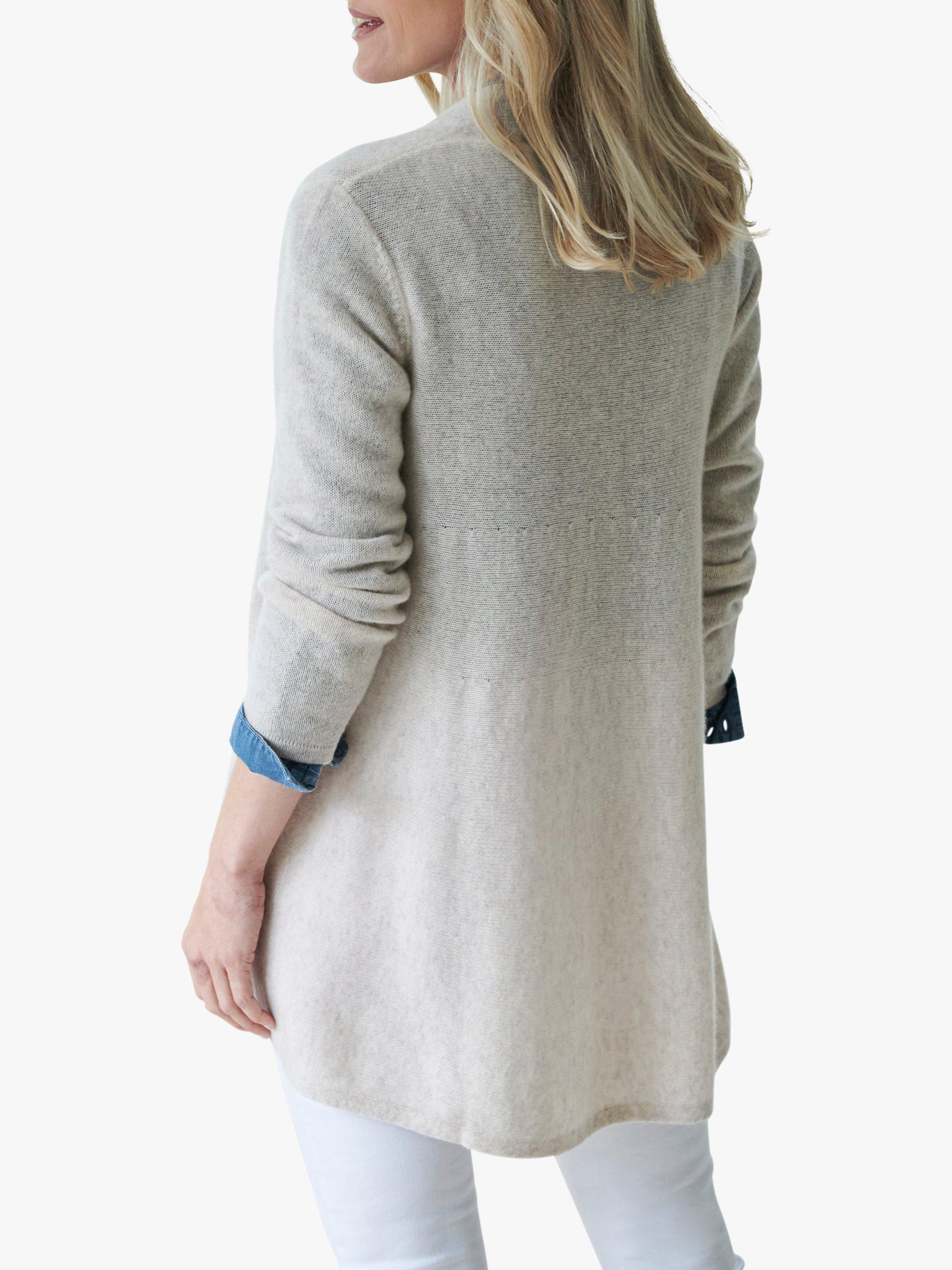 Product image 2 of 3, which shows Pure Collection Gassato Cashmere Swing Cardigan, Marble Grey, S