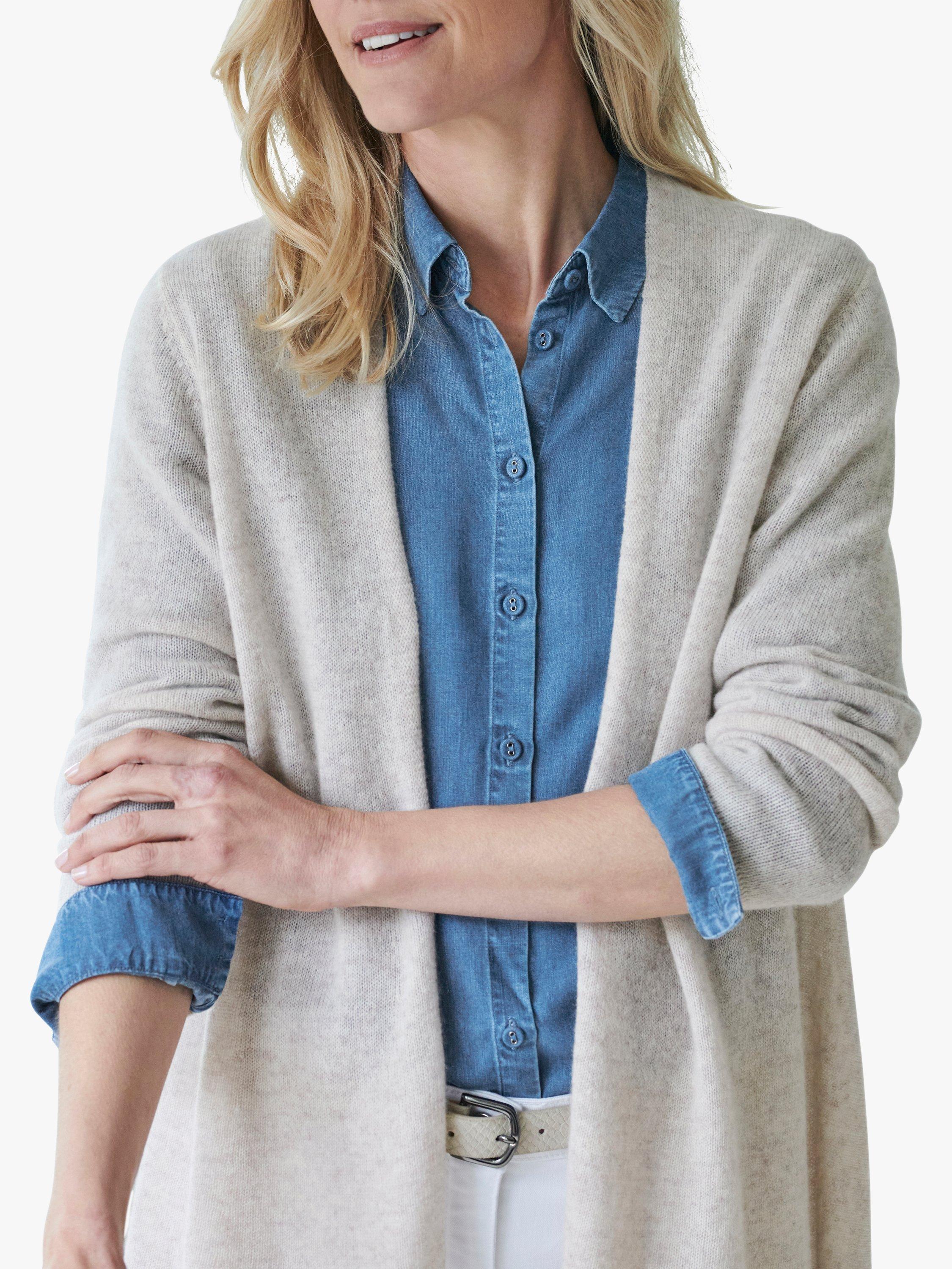 Product image 3 of 3, which shows Pure Collection Gassato Cashmere Swing Cardigan, Marble Grey, S