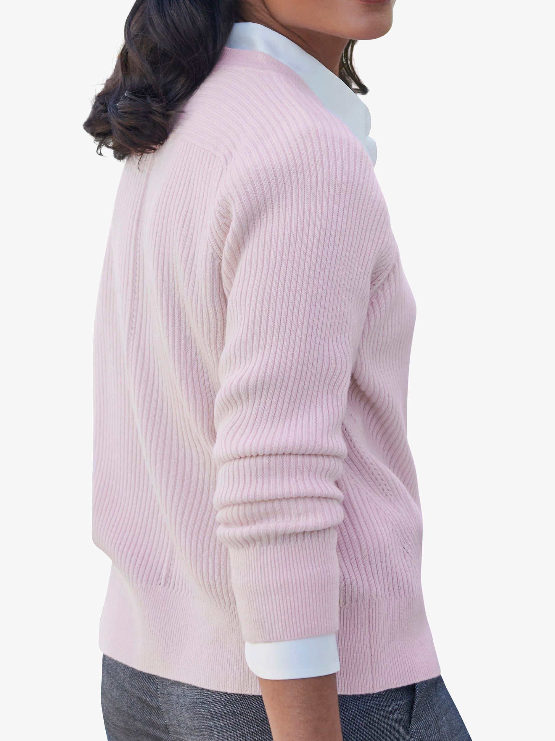 Pure Collection Pointelle Cardigan, Soft Oyster, 8