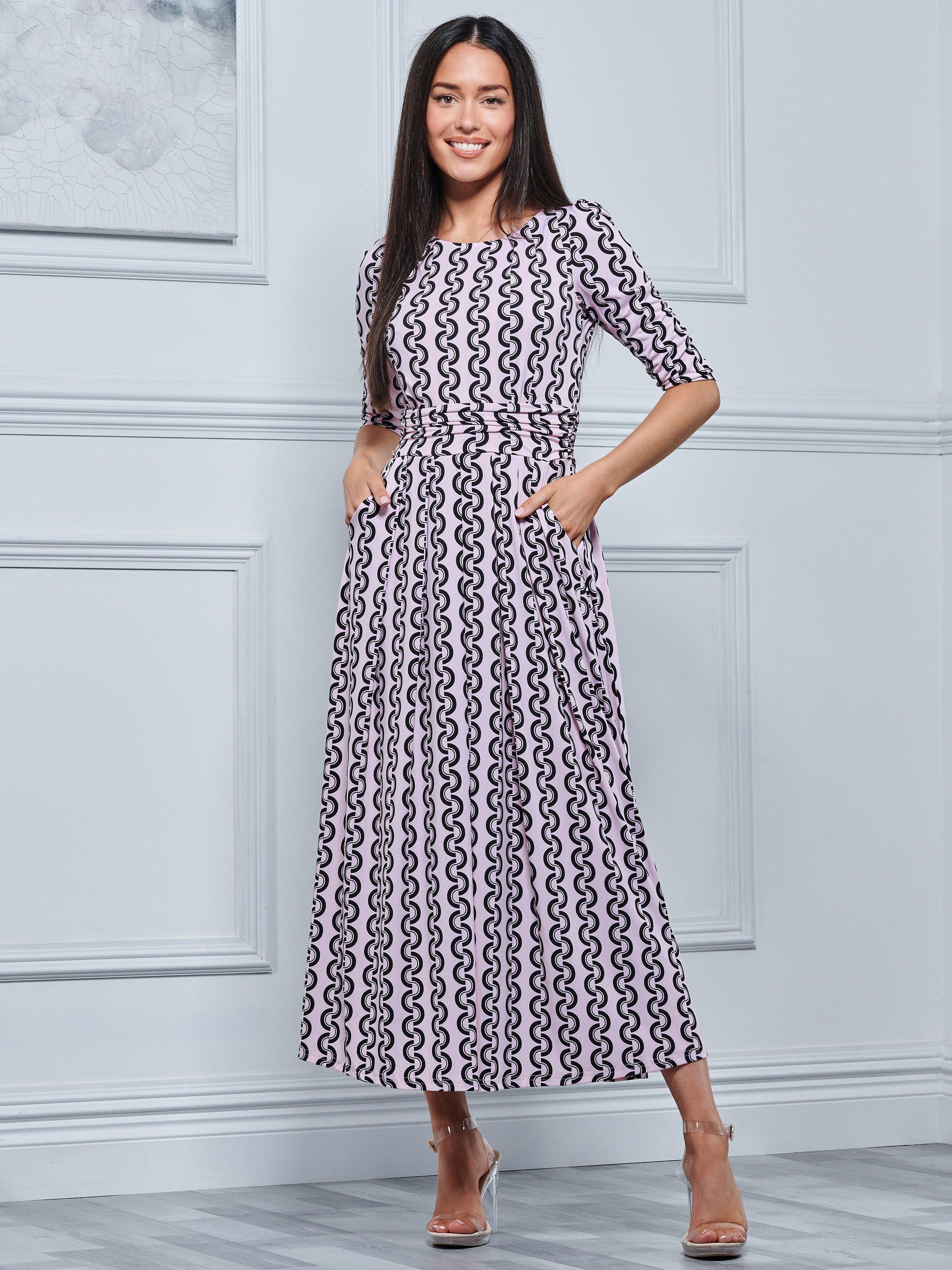 Jolie Moi Pauline Jersey Fit Flare Maxi Dress Pink