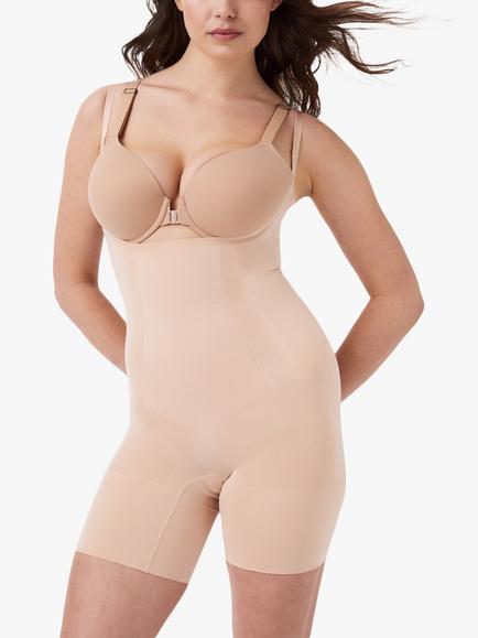 Spanx SPANXsculpt™ OnCore Open-Bust Mid-Thigh Bodysuit, Soft Nude