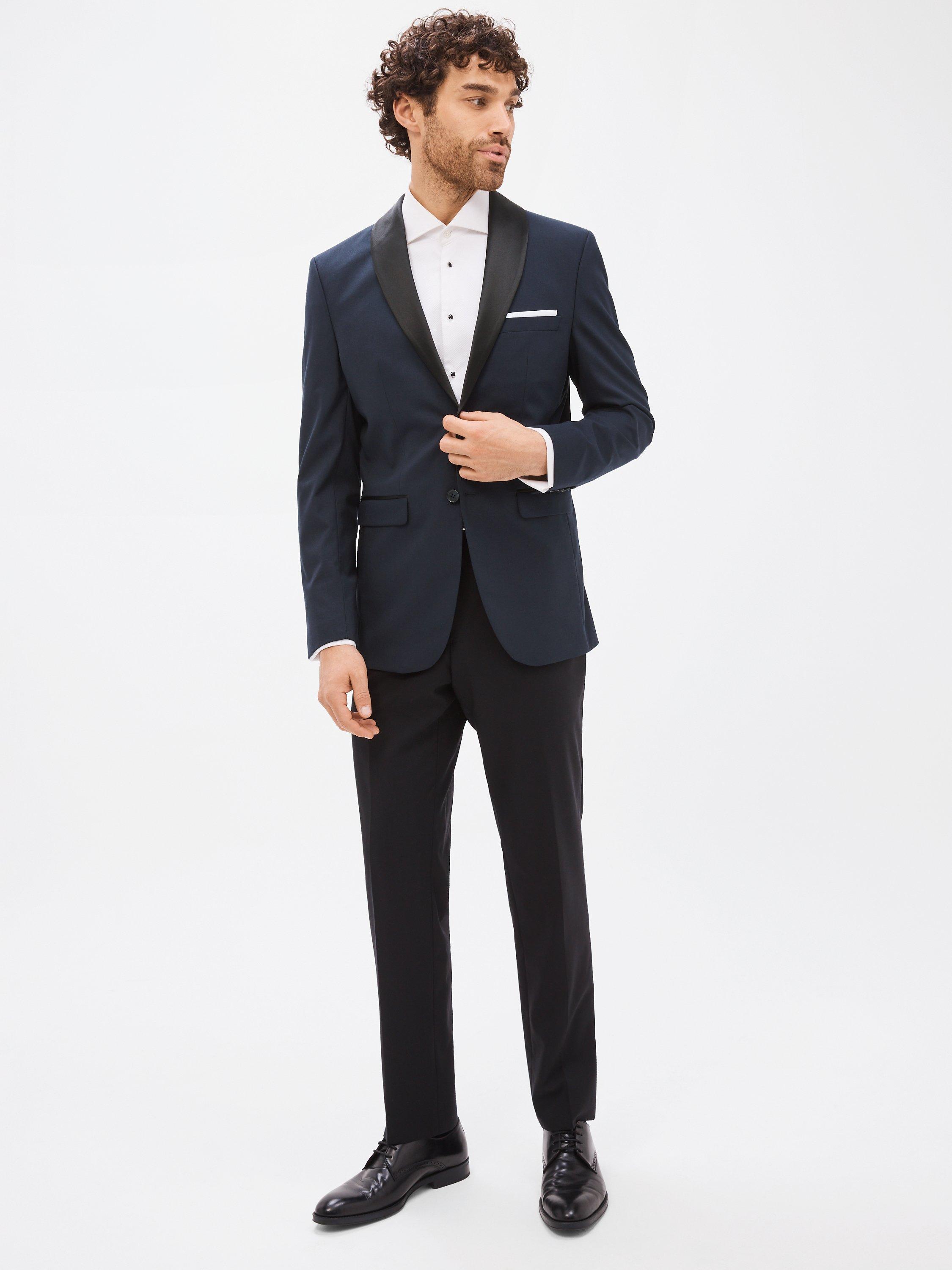 Product image 3 of 5, which shows SELECTED HOMME Slim Fit Shawl Tuxedo Jacket, Navy Blazer, 38R
