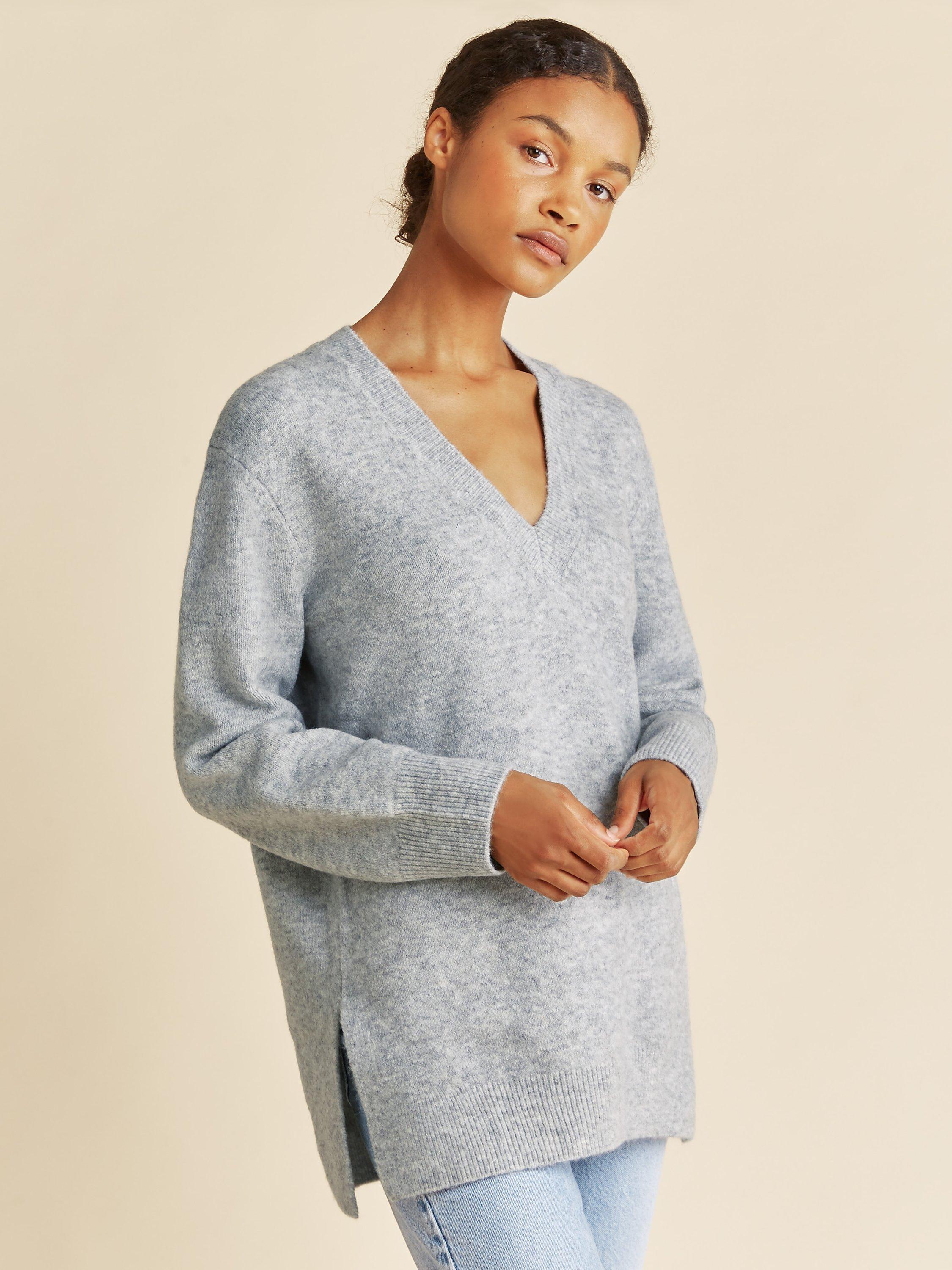 Albaray Longline V-Neck Jumper, Grey