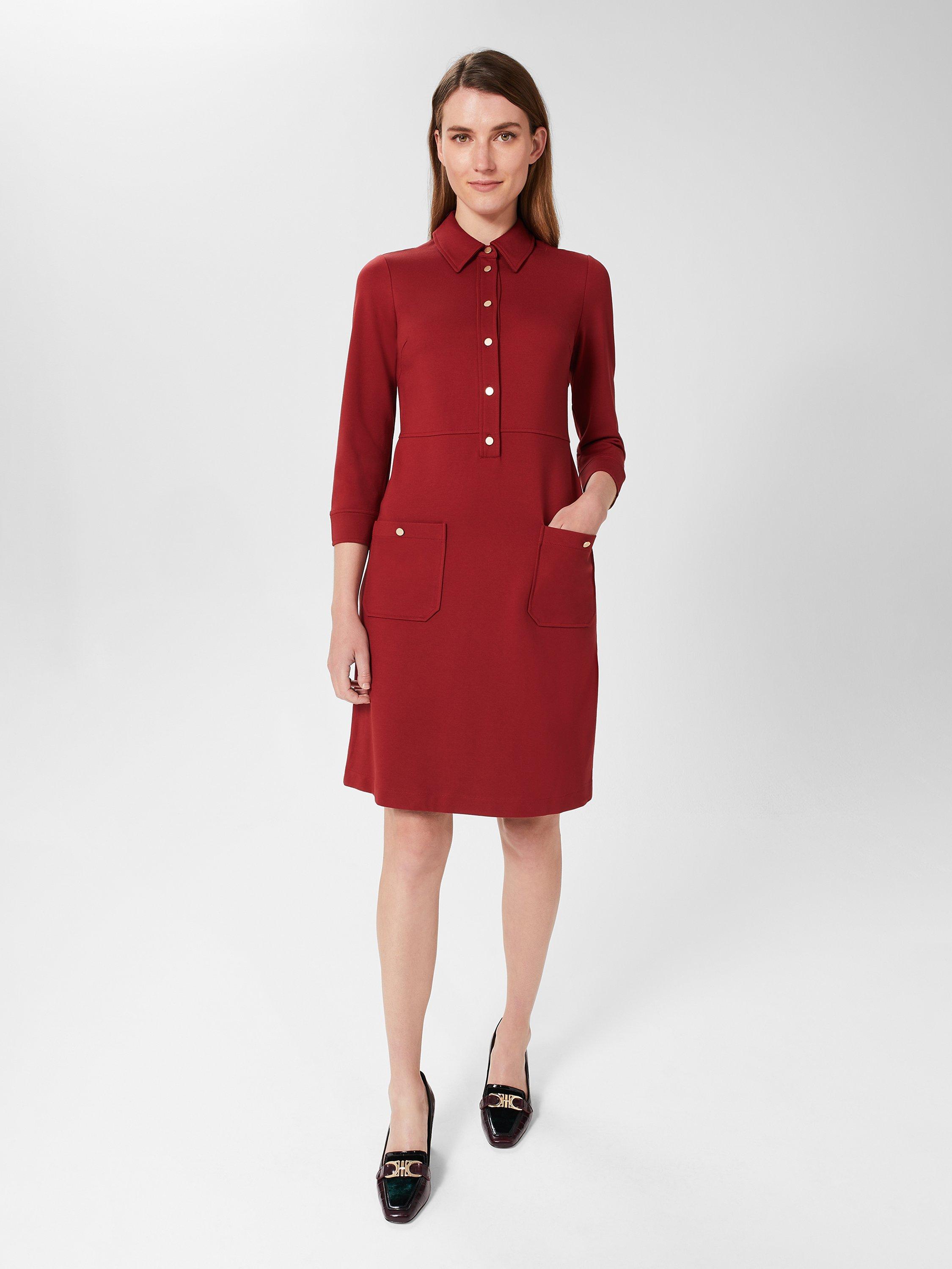 Hobbs Phillipa Ponte Shirt Dress, Vermillon Red