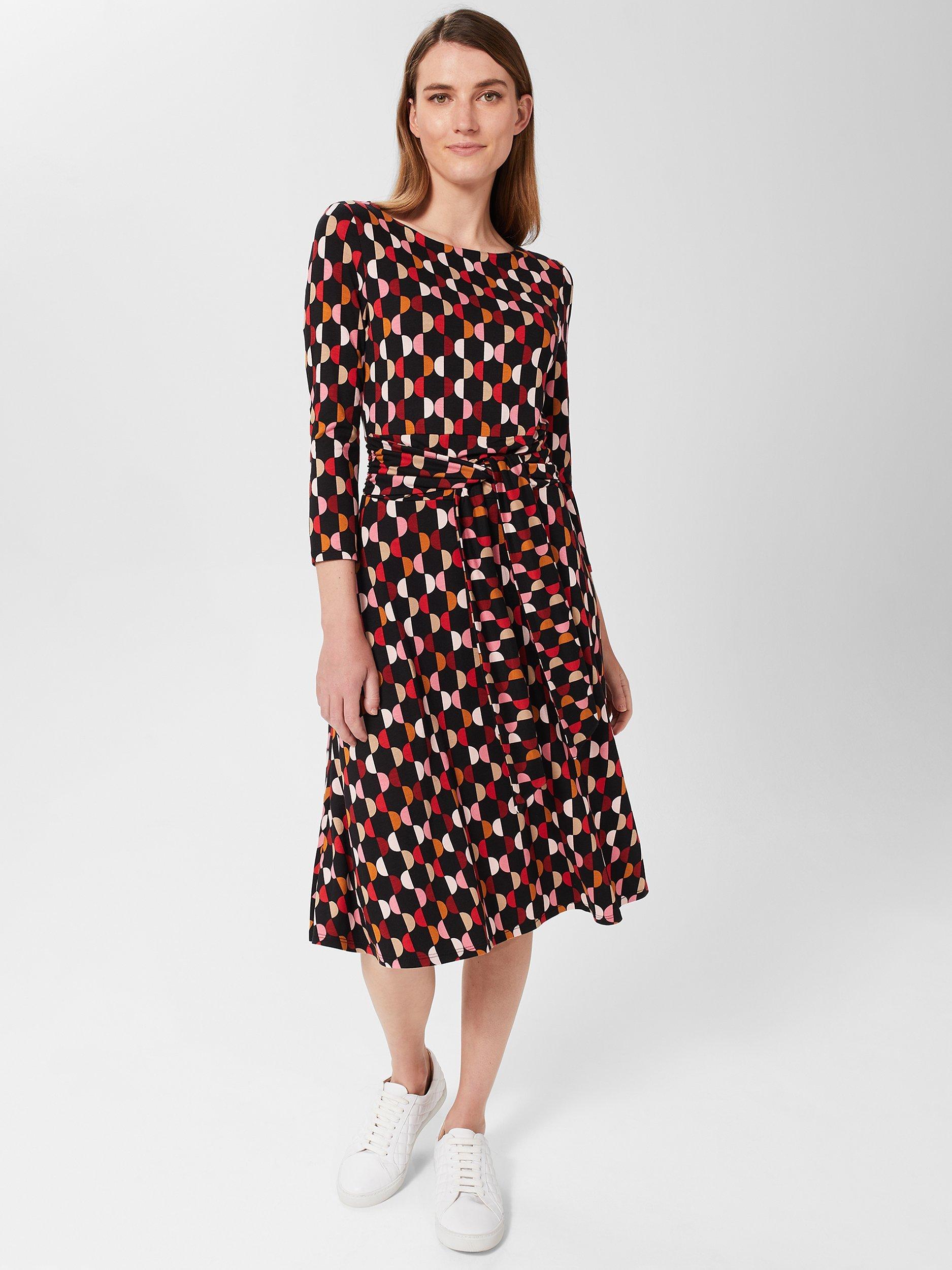 Hobbs Bayview Geometric Print Midi Jersey Dress Multi