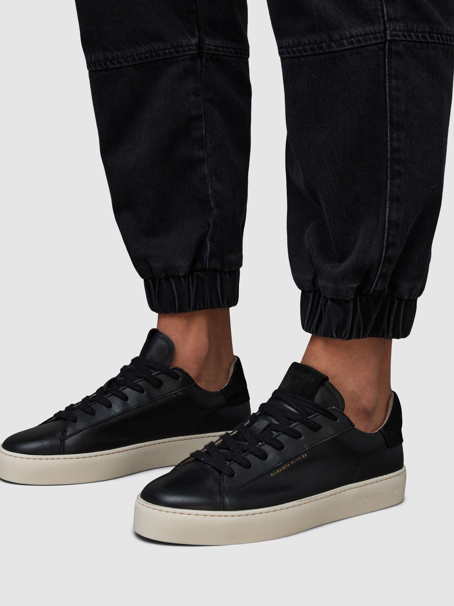 Product image 2 of 7, which shows AllSaints Shana Leather Lace Up Trainers, Black, 4