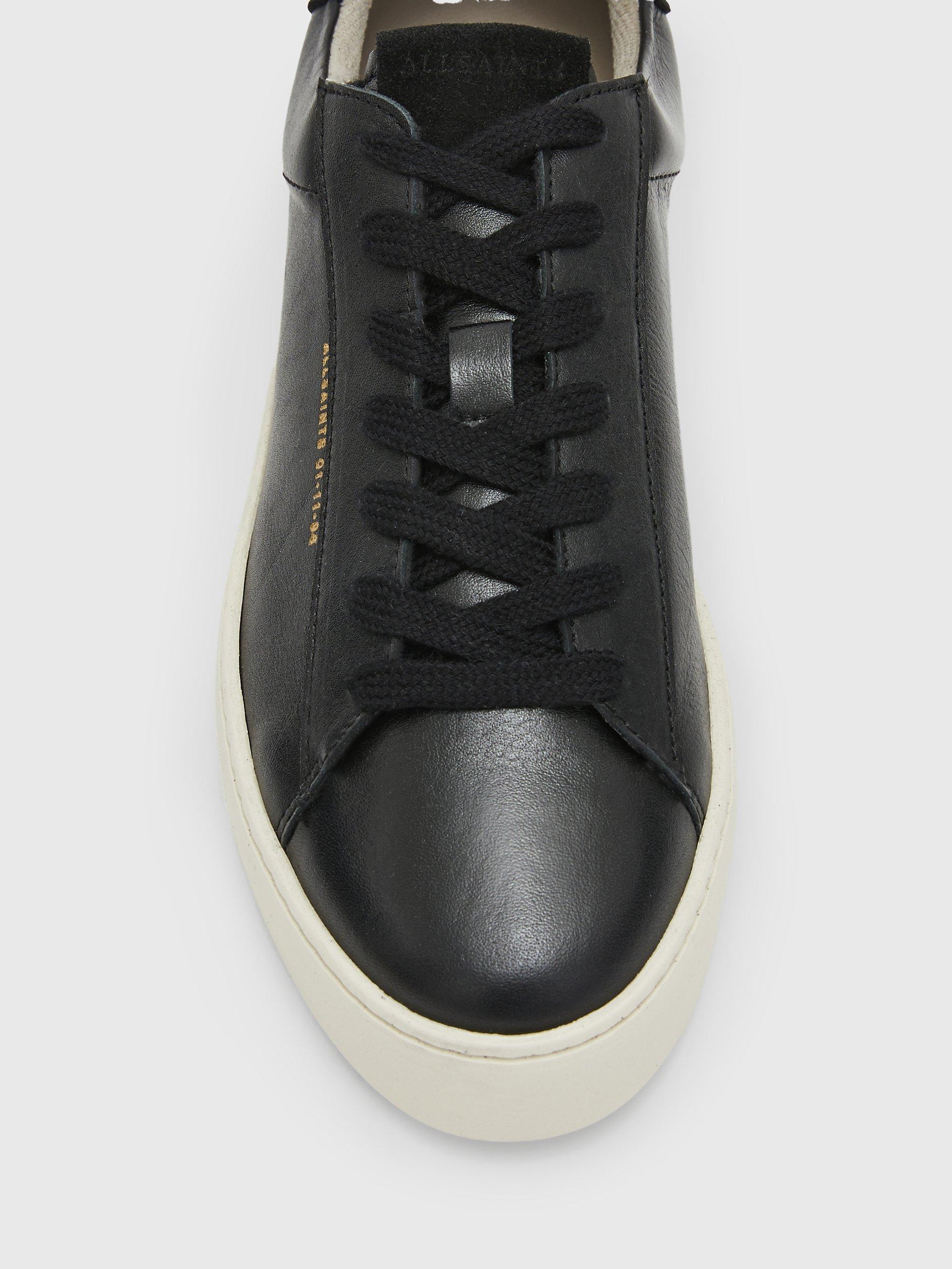 Product image 3 of 7, which shows AllSaints Shana Leather Lace Up Trainers, Black, 4