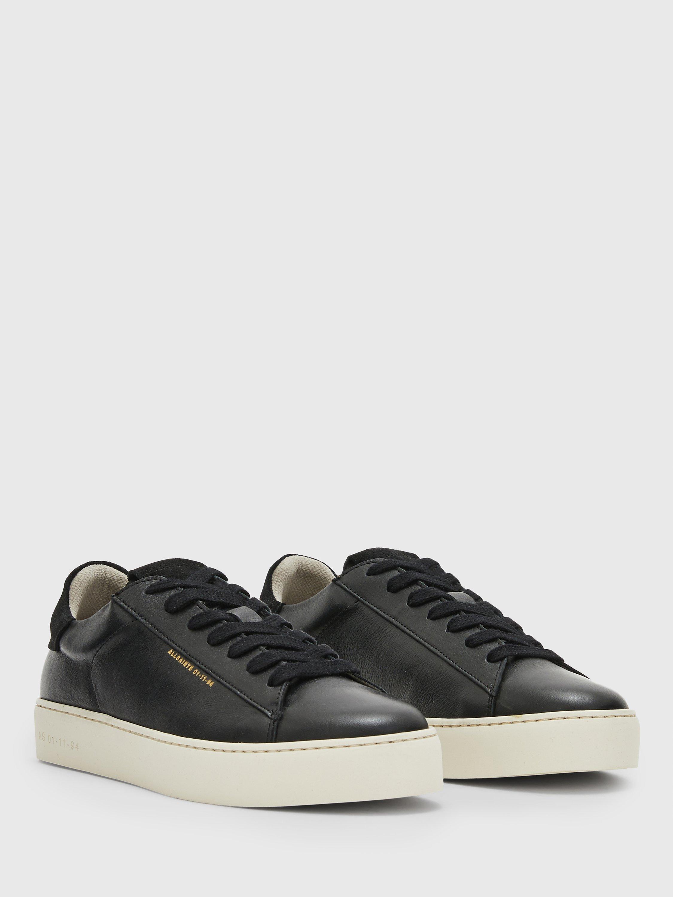 Product image 4 of 7, which shows AllSaints Shana Leather Lace Up Trainers, Black, 4
