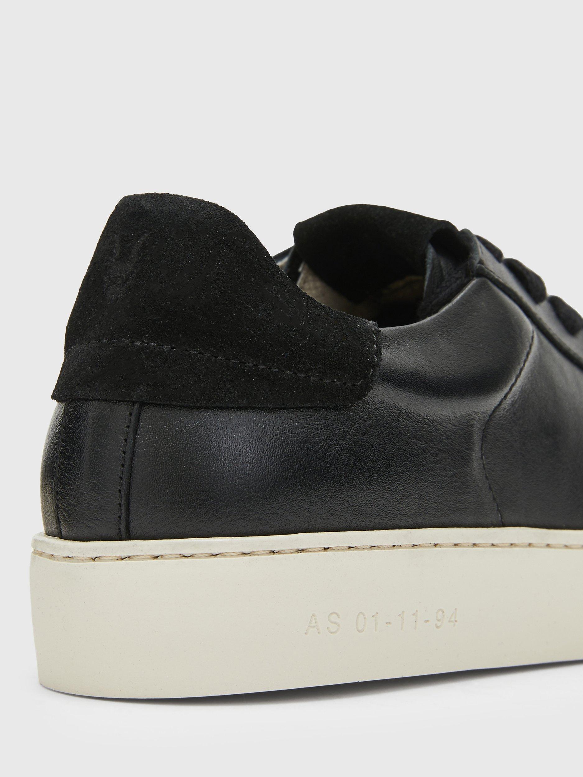 Product image 5 of 7, which shows AllSaints Shana Leather Lace Up Trainers, Black, 4