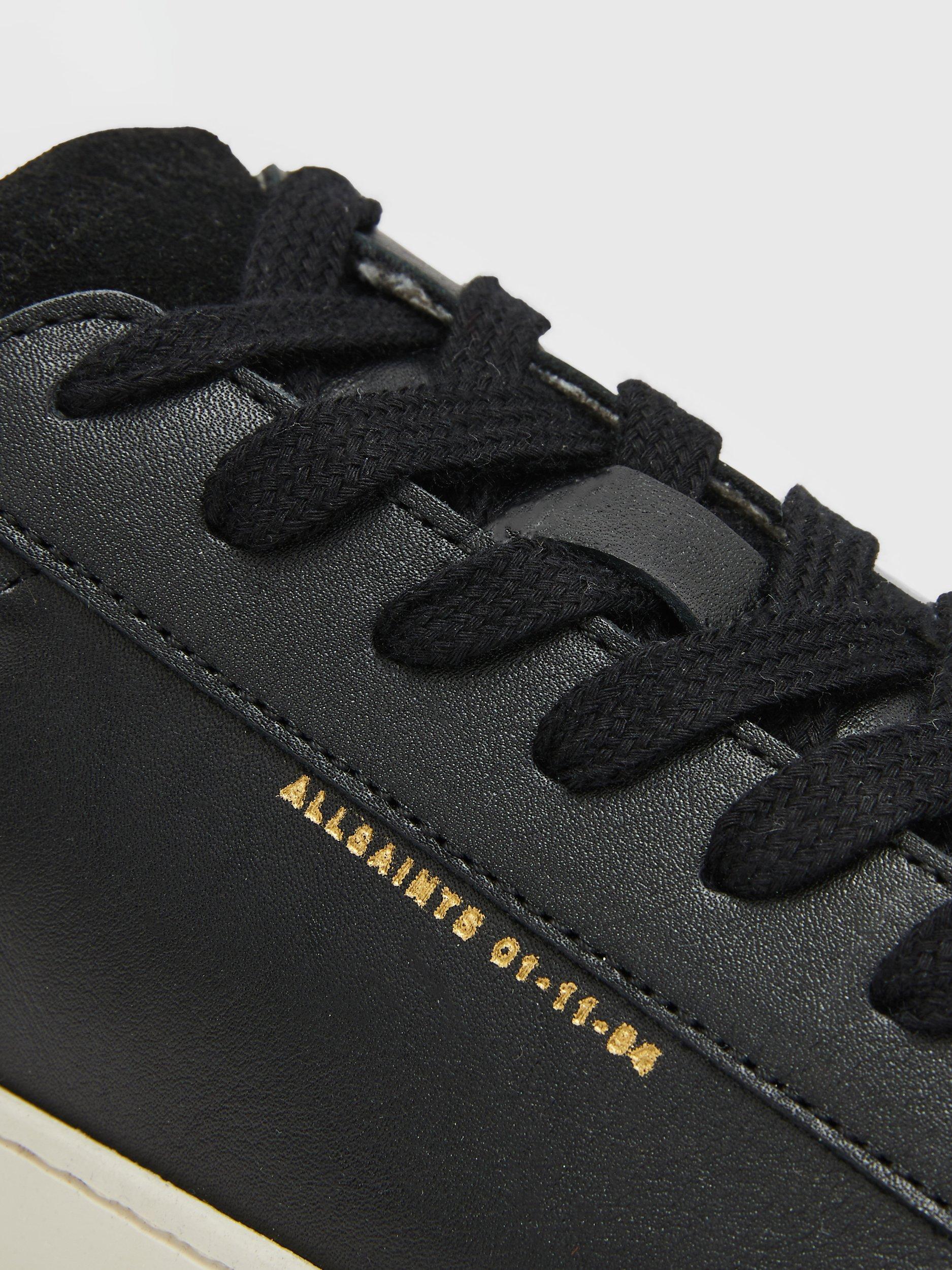 Product image 6 of 7, which shows AllSaints Shana Leather Lace Up Trainers, Black, 4