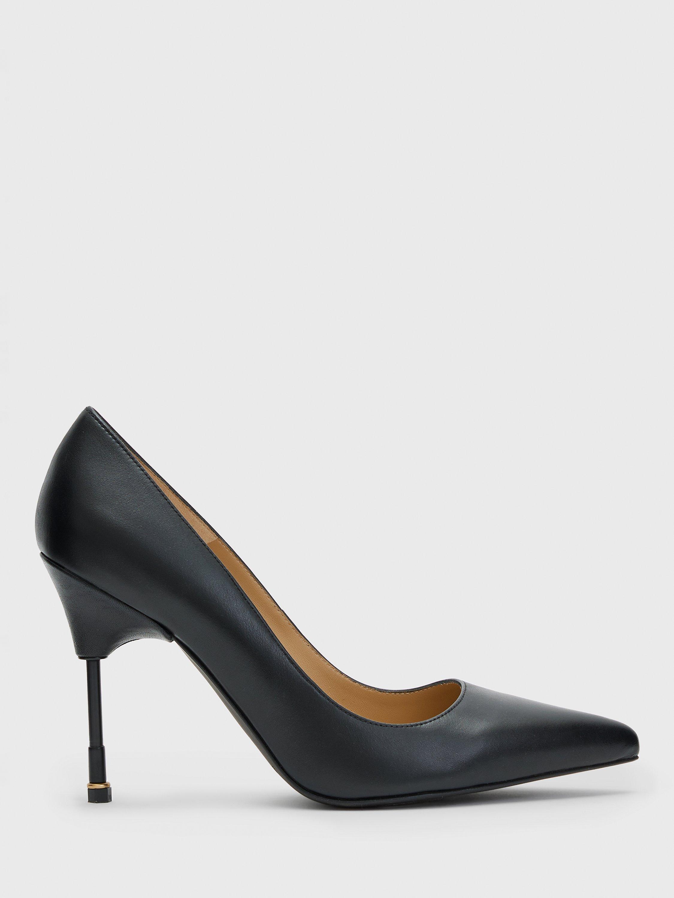 AllSaints Nova Leather Court Shoes, Black