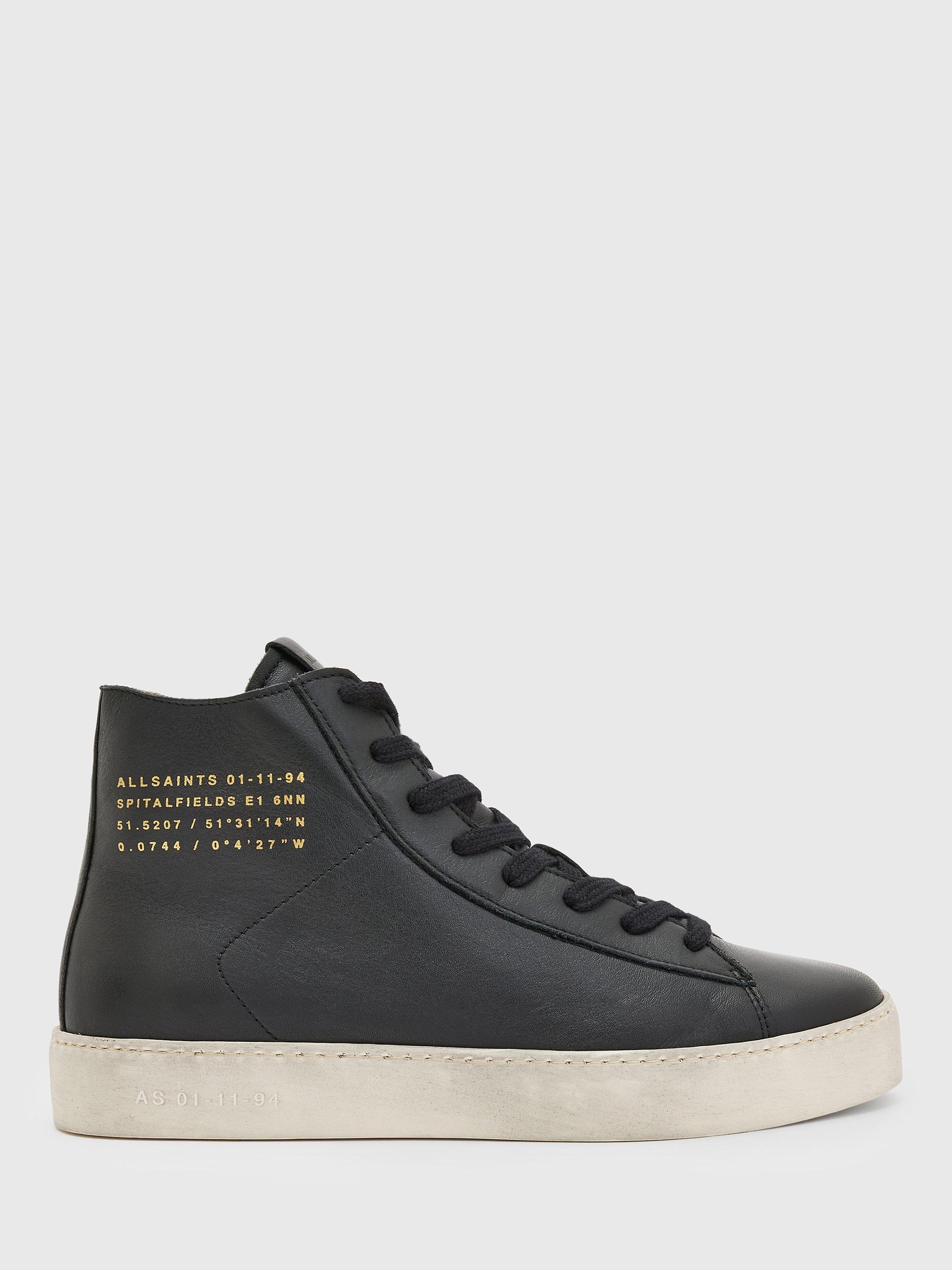AllSaints Tana Leather Hi-Top Trainers, Black