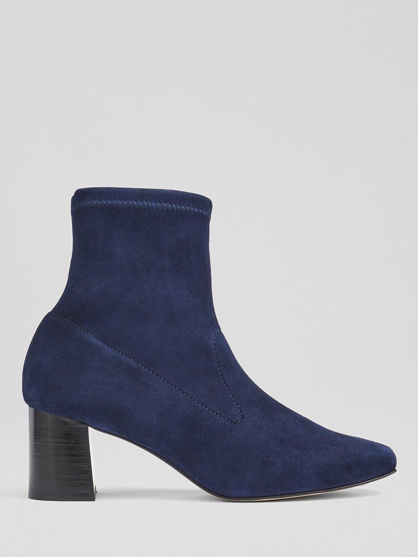 L.K.Bennett Amira Suede Ankle Boots, Blu-navy