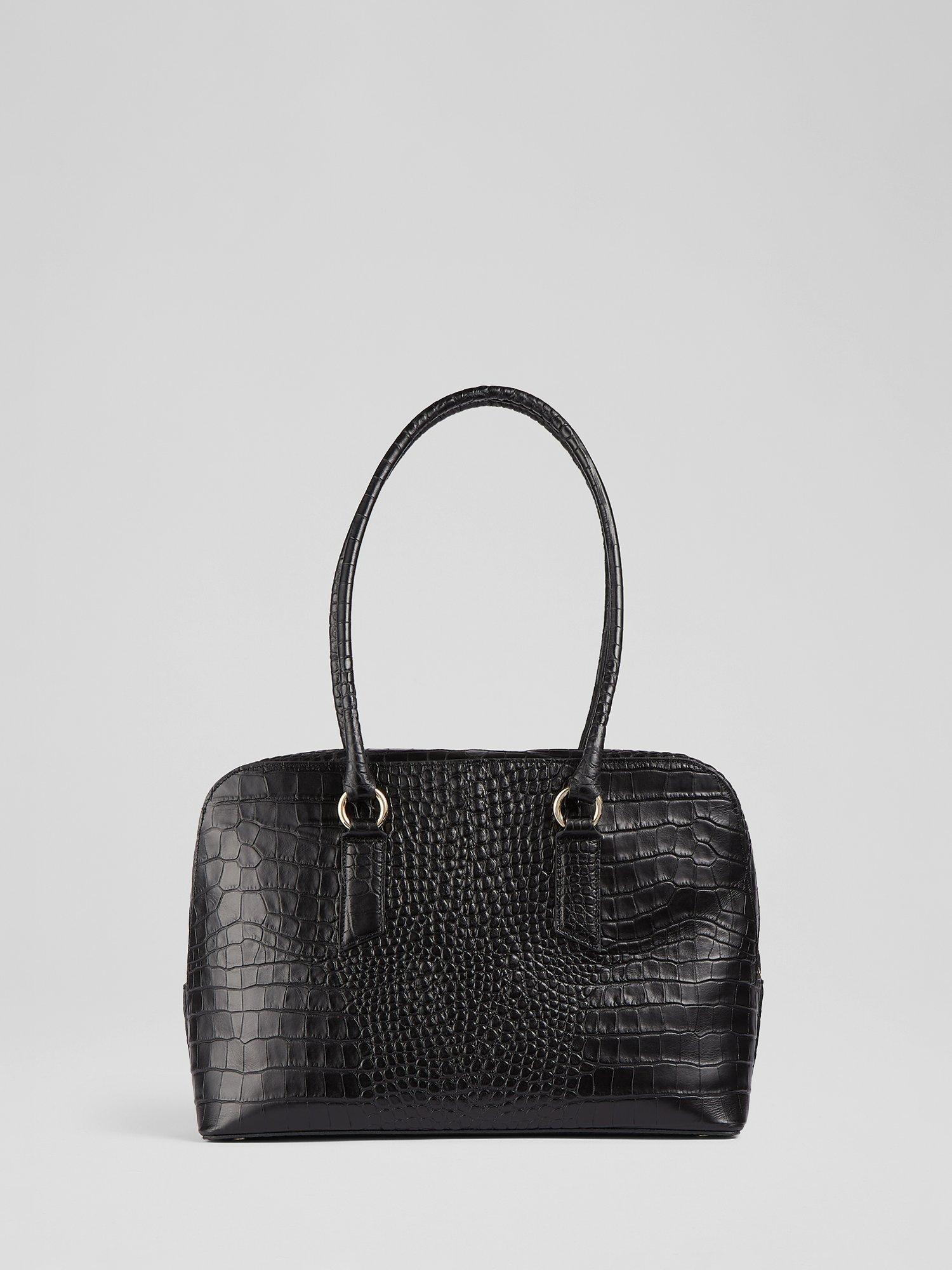 Product image 3 of 4, which shows L.K.Bennett Jamie Croc Effect Leather Tote Bag, Black