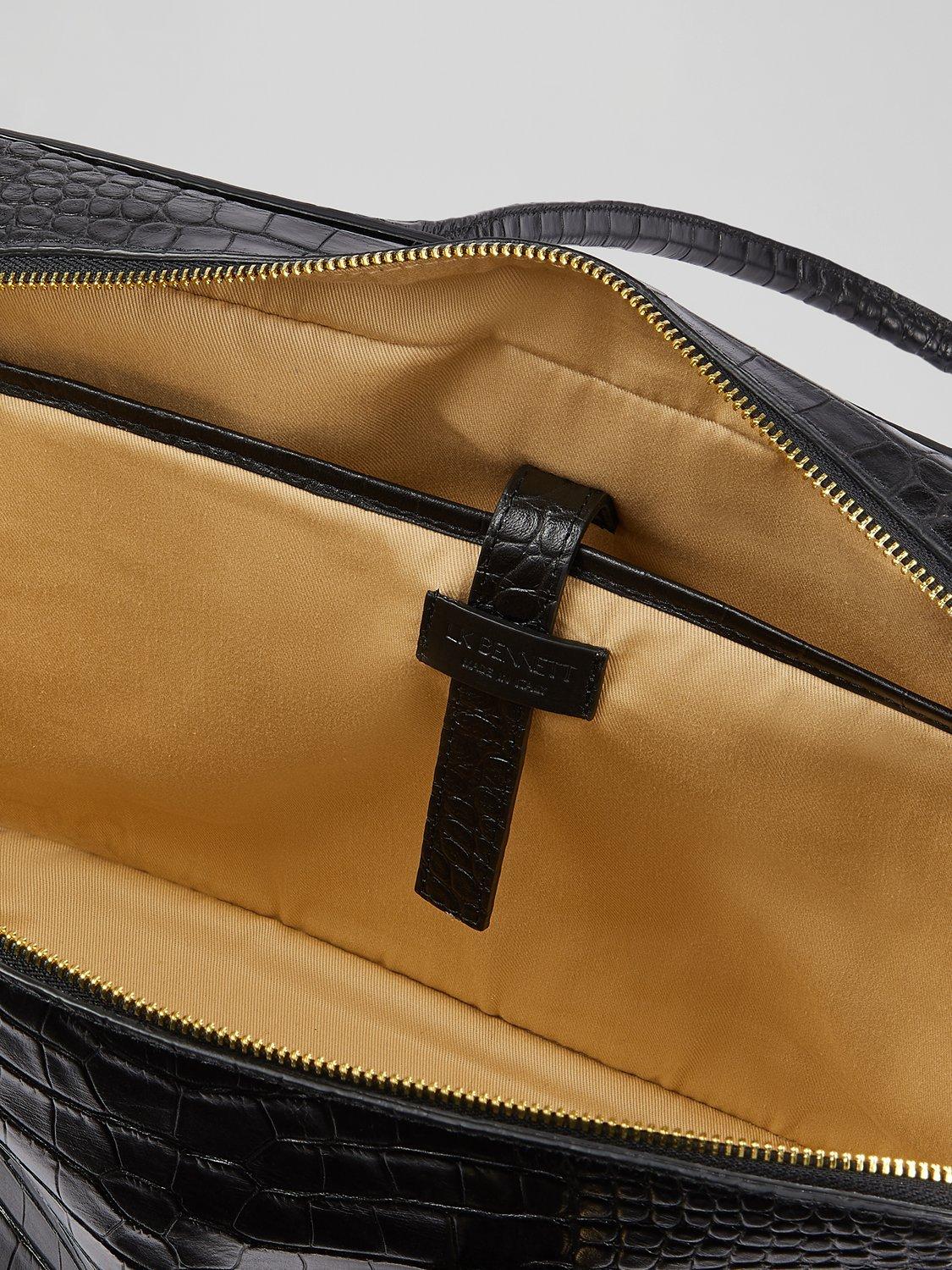 Product image 4 of 4, which shows L.K.Bennett Jamie Croc Effect Leather Tote Bag, Black