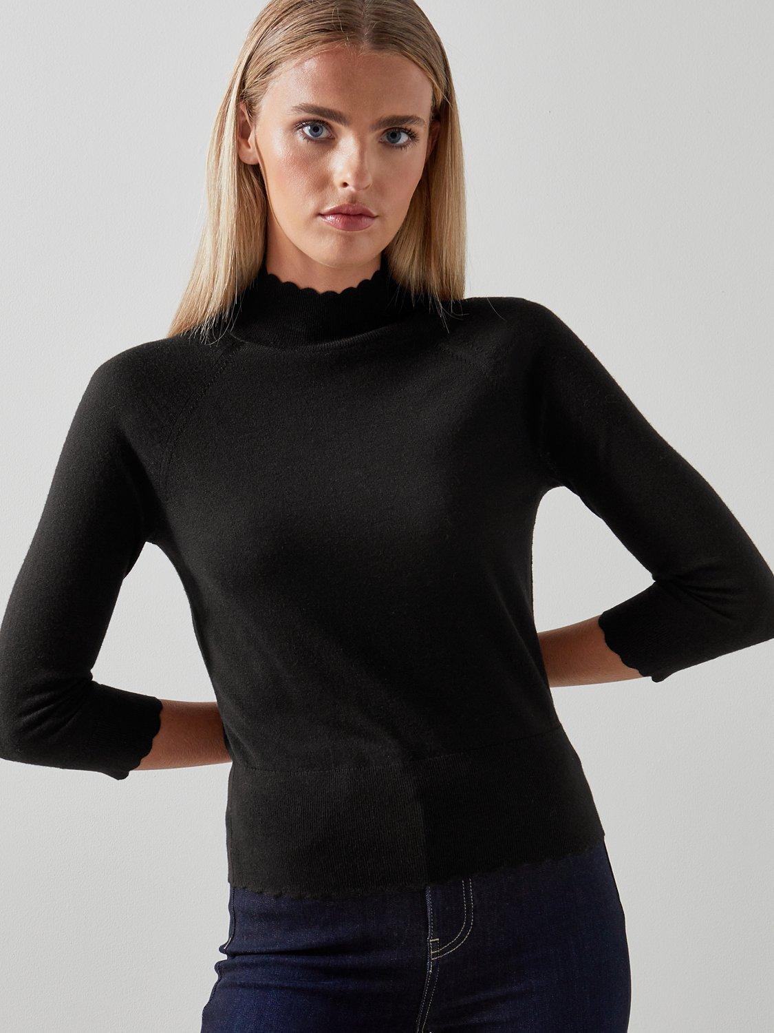 Product image 1 of 4, which shows L.K.Bennett Betty Knitted Turtle Neck Jumper, Black, XS