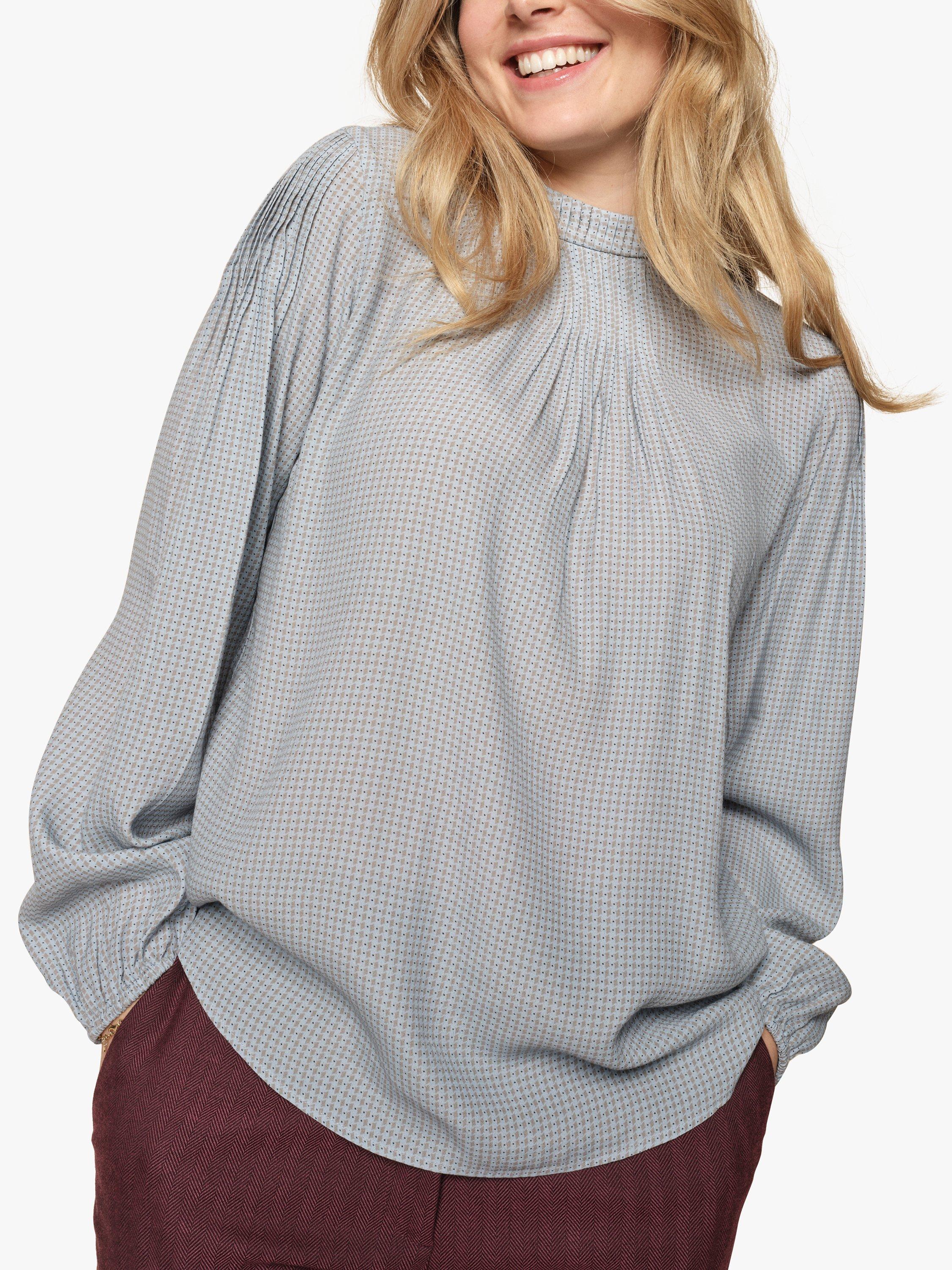 MOS MOSH Fina Pepita Micro Check Dot Print Blouse, Grey Dawn