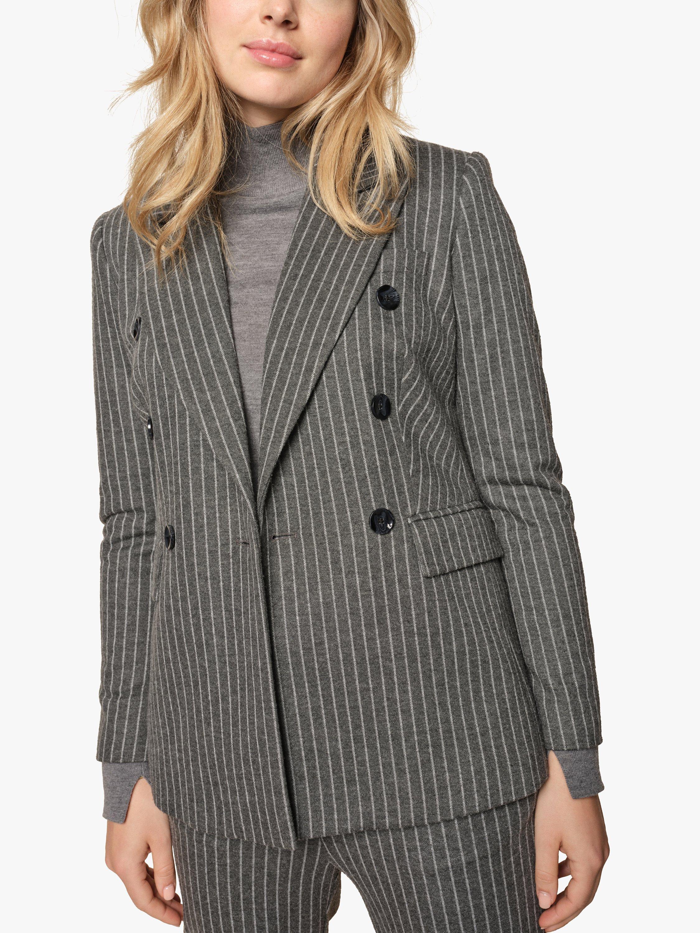 MOS MOSH Chari Viyana Double Breasted Stripe Blazer, Asphalt