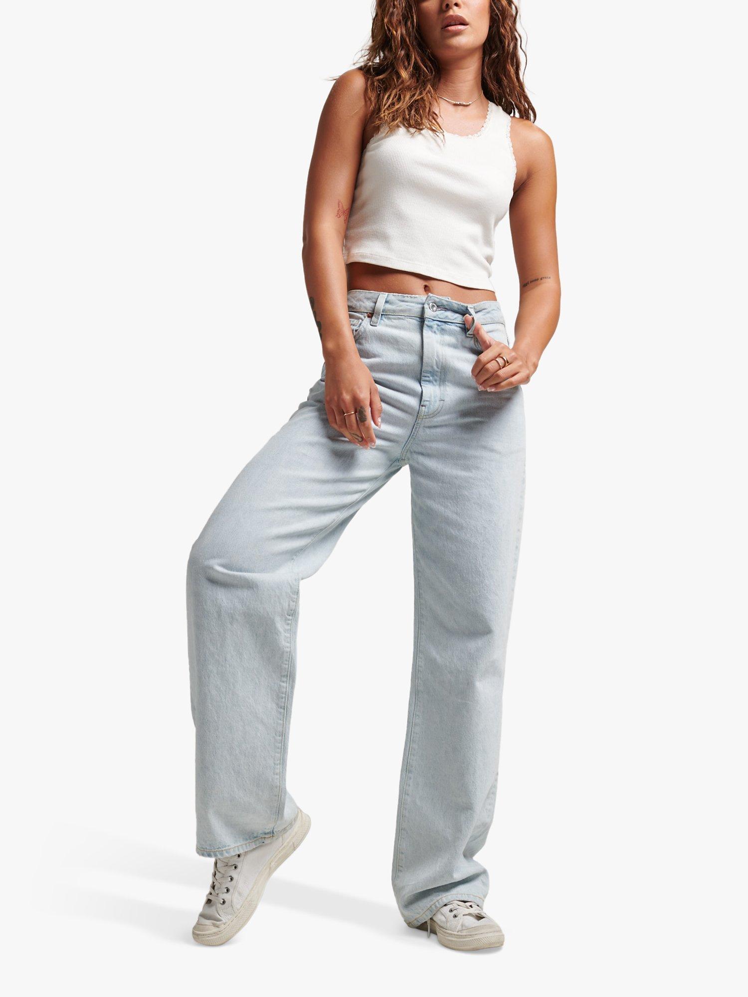 Product image 2 of 6, which shows Superdry Organic Cotton Vintage Wide Jeans, Light Indigo Vintage, W26/L30