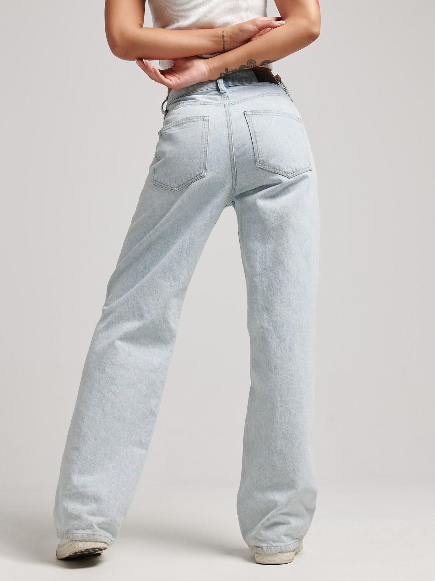 Product image 6 of 6, which shows Superdry Organic Cotton Vintage Wide Jeans, Light Indigo Vintage, W26/L30