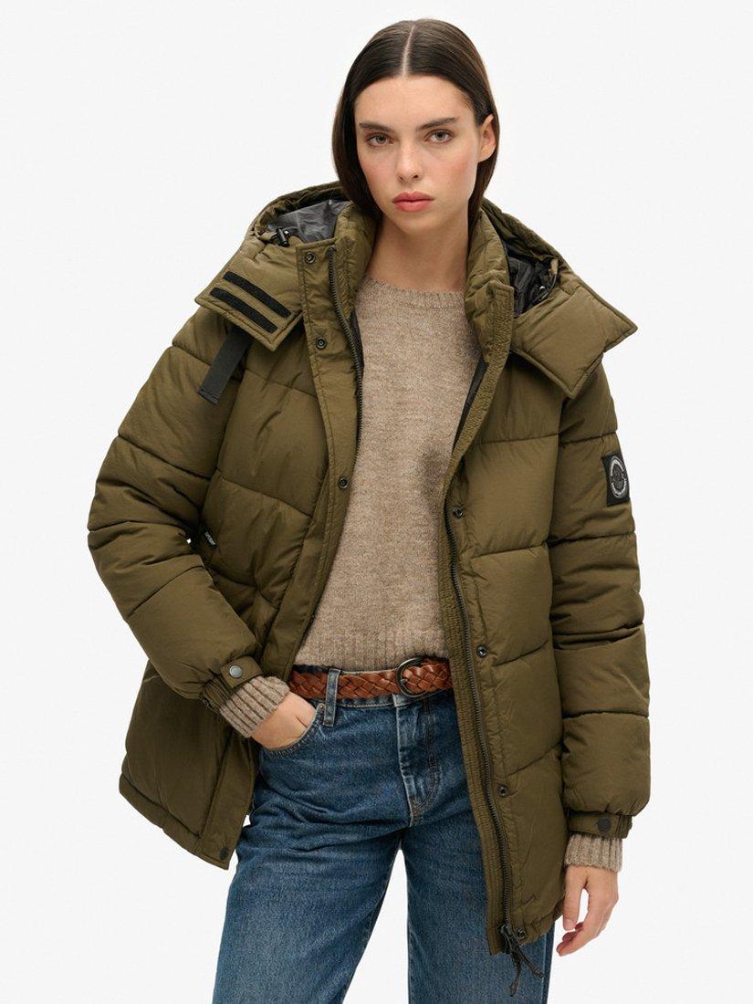 Superdry Expedition Cocoon Padded Coat, Dark Moss