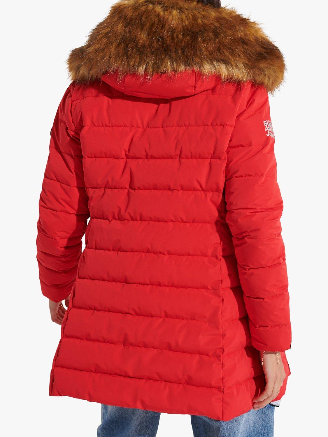 Product image 2 of 7, which shows Superdry Arctic Tall Puffer Coat, High Risk Red, 16