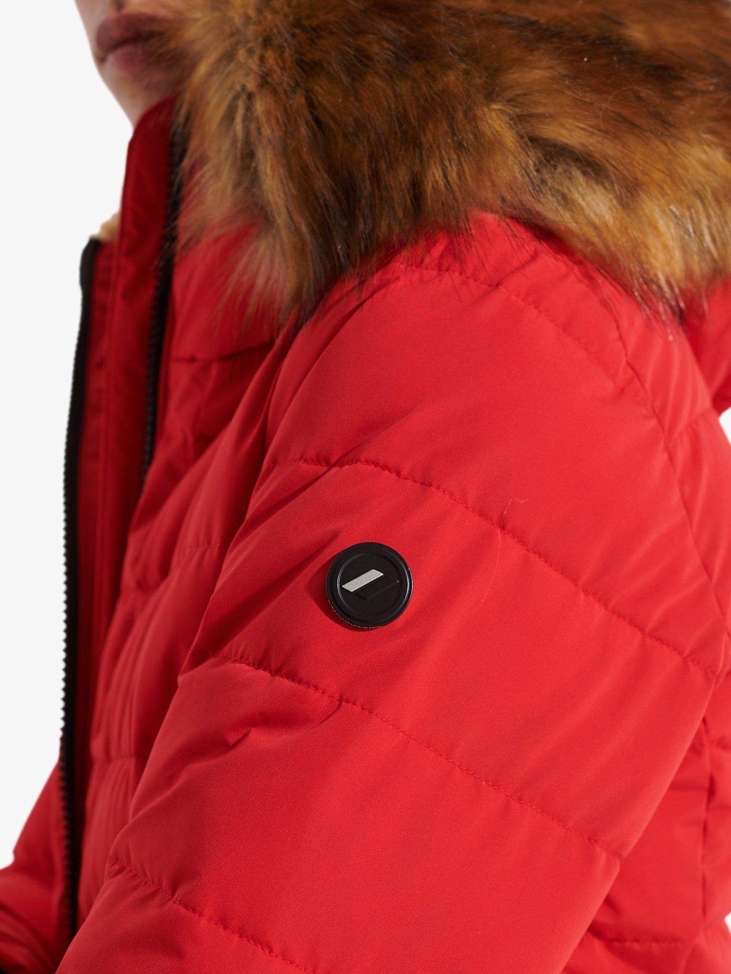 Product image 5 of 7, which shows Superdry Arctic Tall Puffer Coat, High Risk Red, 16