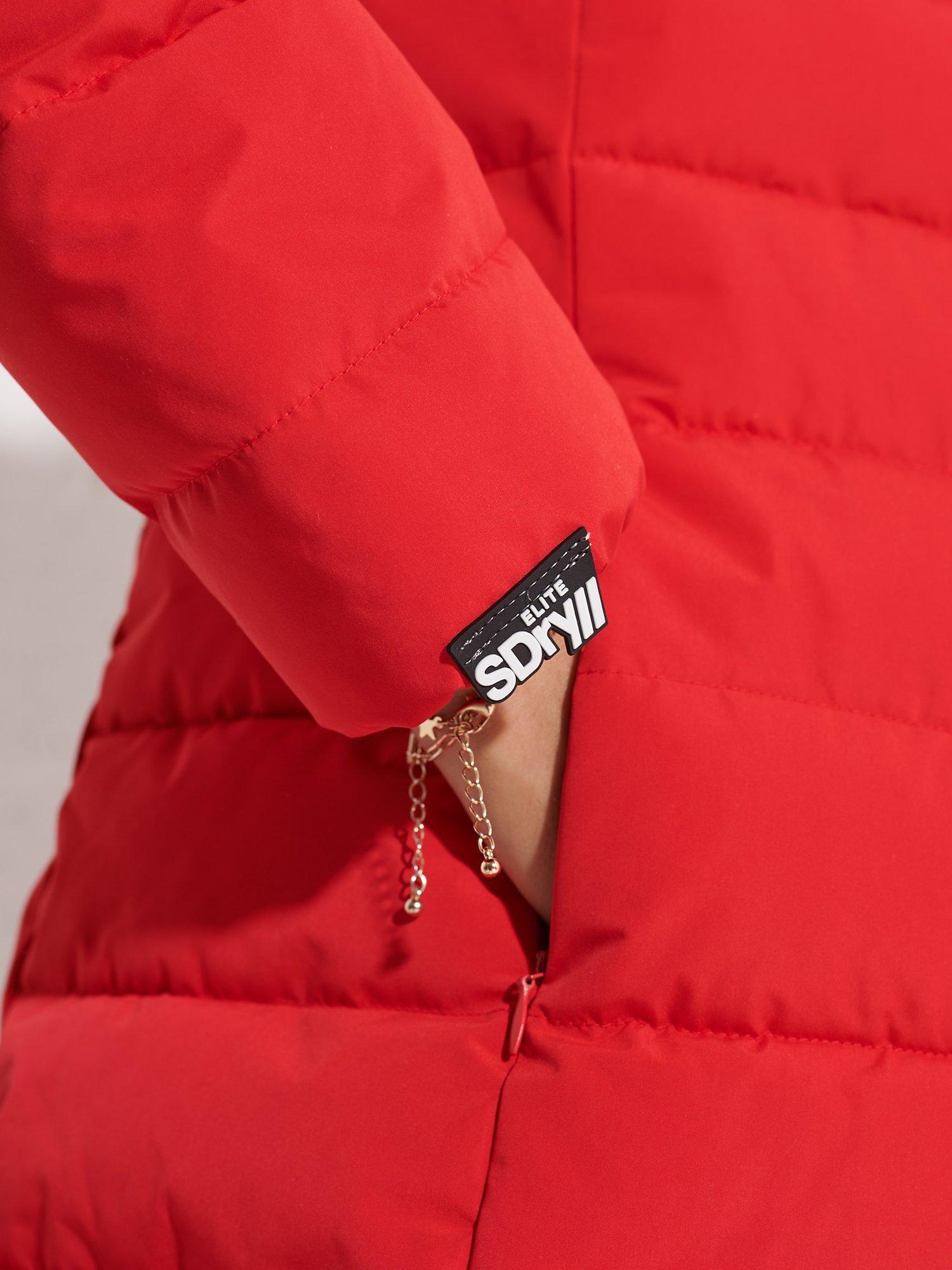 Product image 6 of 7, which shows Superdry Arctic Tall Puffer Coat, High Risk Red, 16