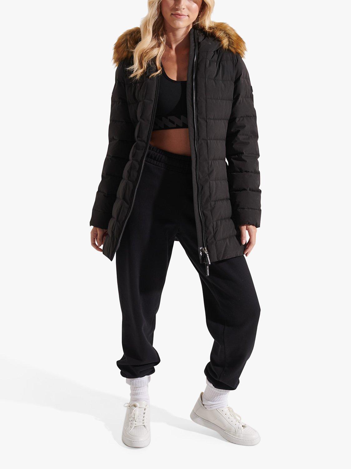 Product image 3 of 8, which shows Superdry Arctic Tall Puffer Coat, Black, 14