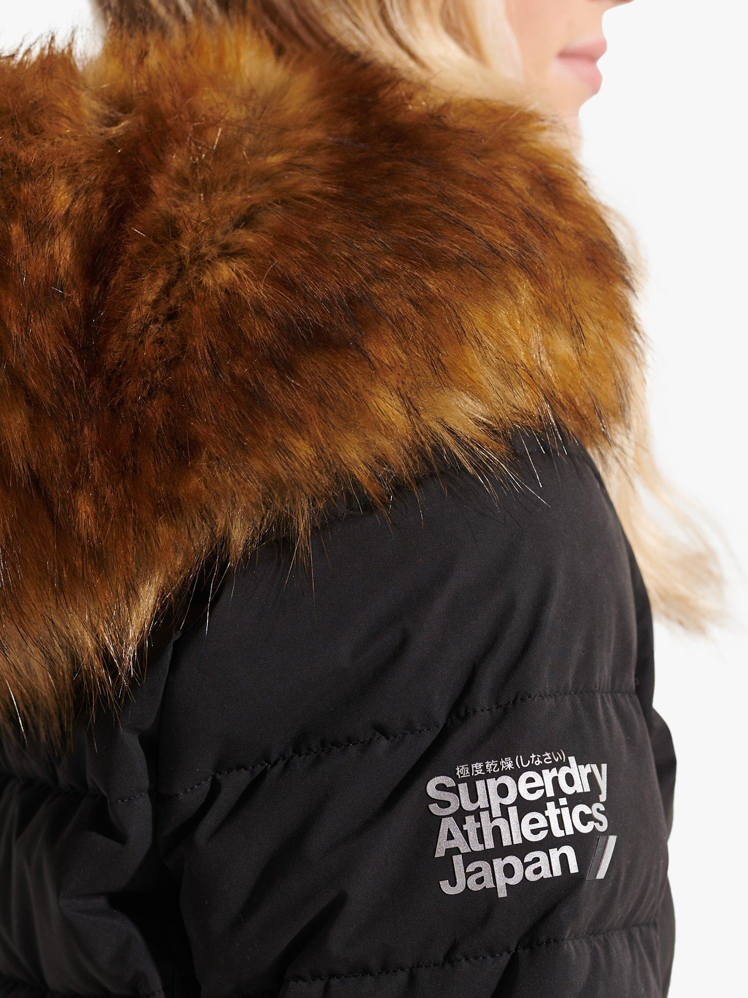 Product image 4 of 8, which shows Superdry Arctic Tall Puffer Coat, Black, 14
