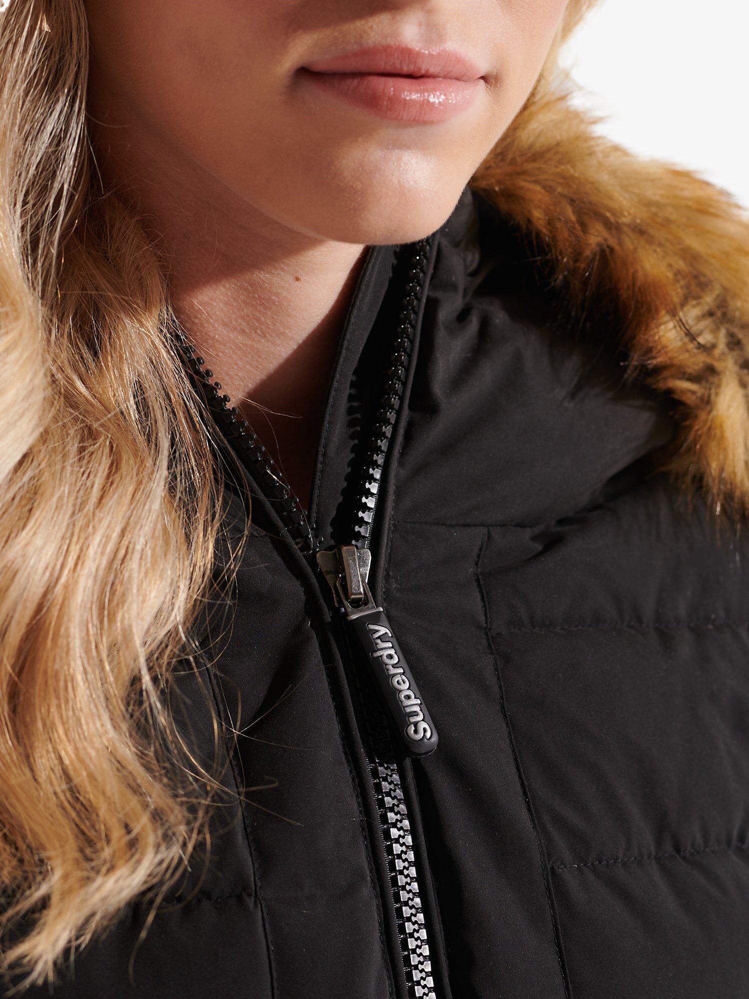 Product image 5 of 8, which shows Superdry Arctic Tall Puffer Coat, Black, 14