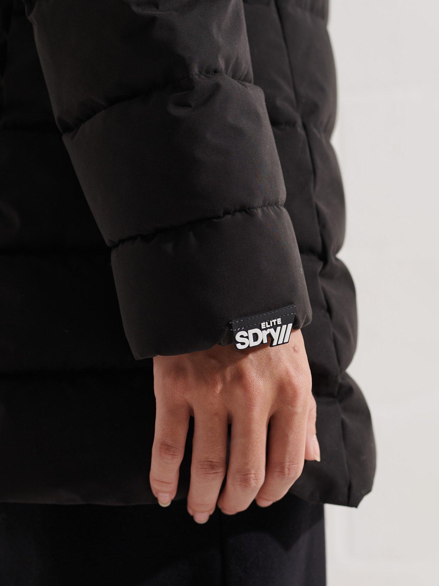 Product image 7 of 8, which shows Superdry Arctic Tall Puffer Coat, Black, 14