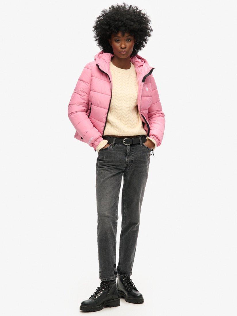 Product image 5 of 7, which shows Superdry Hooded Spirit Sports Puffer Jacket, Montauk Blush, 8