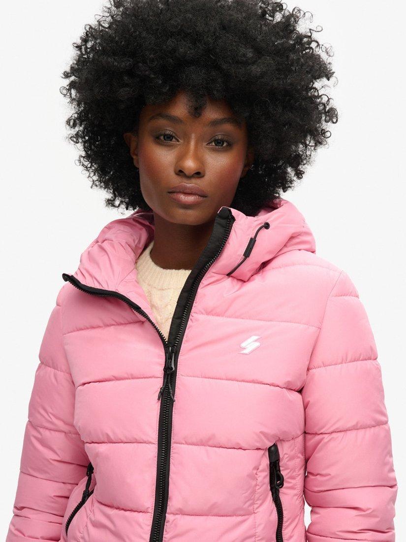 Product image 6 of 7, which shows Superdry Hooded Spirit Sports Puffer Jacket, Montauk Blush, 8