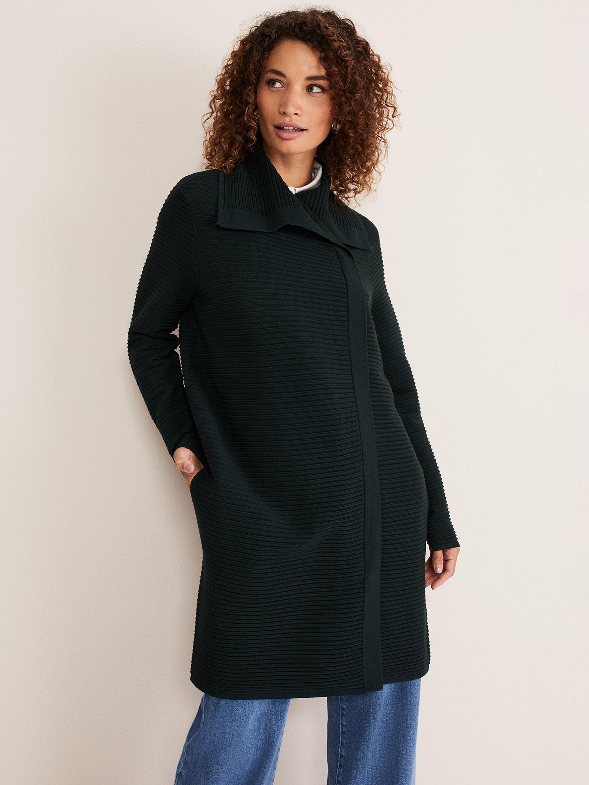 Phase Eight Sophia Ribbed Coat, Forest Green