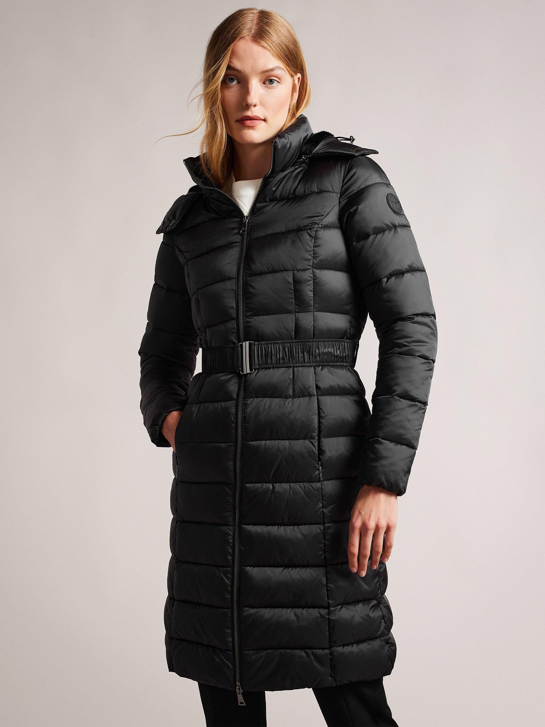 Ted Baker Aliciee Longline Hooded Padded Coat Black