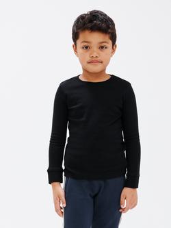 John Lewis Kids' Thermal Long Sleeve Top, Pack of 2 - view 2, Black