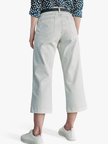 Pure Collection Wide Leg Cropped Jeans, Ecru - view 2, Ecru