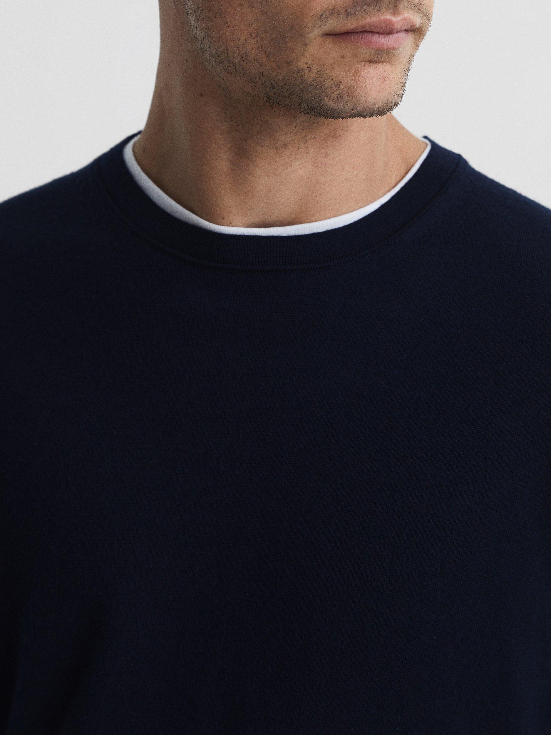 Product image 4 of 5, which shows Reiss Wessex Knit Merino Wool Jumper, Navy, XS
