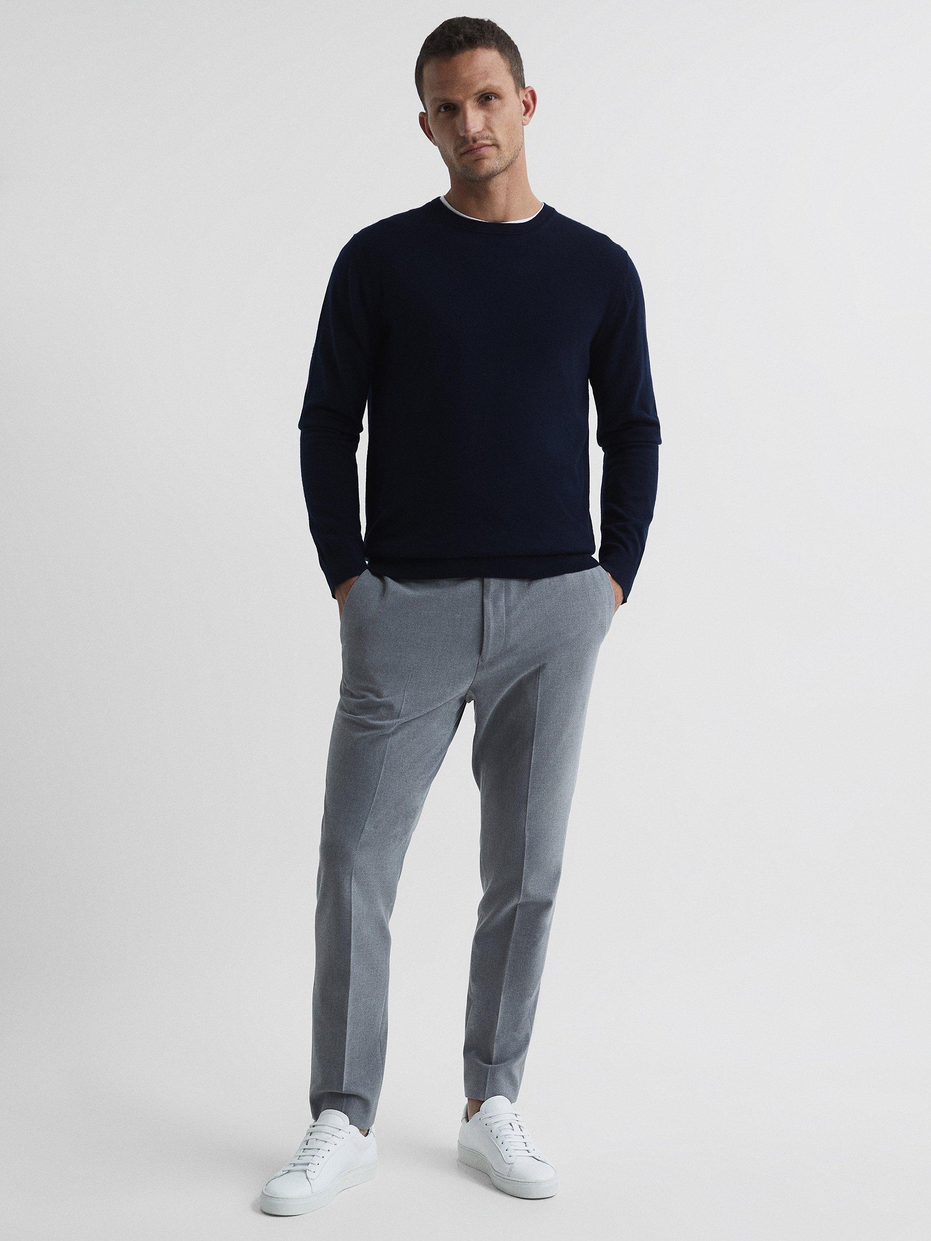 Product image 5 of 5, which shows Reiss Wessex Knit Merino Wool Jumper, Navy, XS