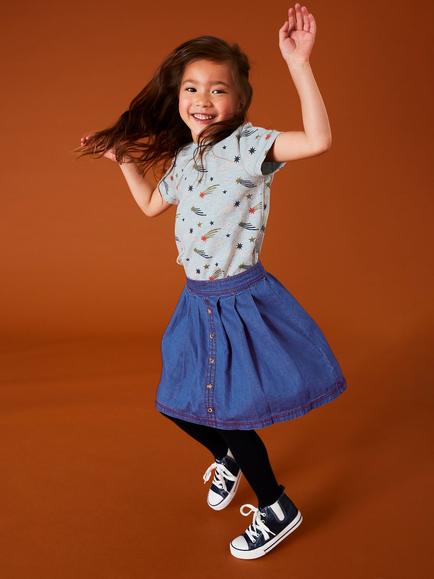 White Stuff Kids' Nora Denim Skirt, Blue - view 2, Blue