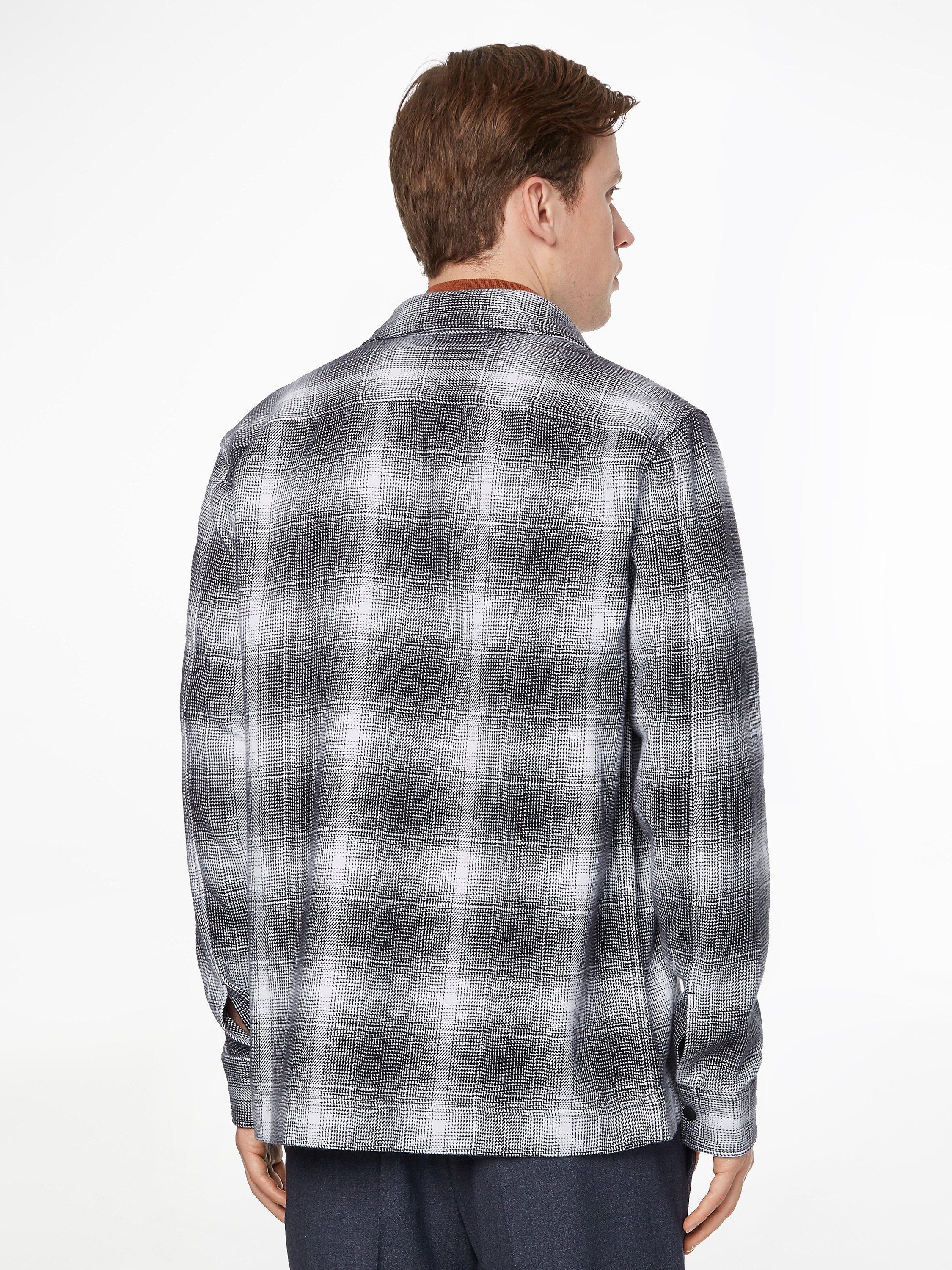 Product image 2 of 4, which shows Calvin Klein Blurred Check Shacket, Black, L