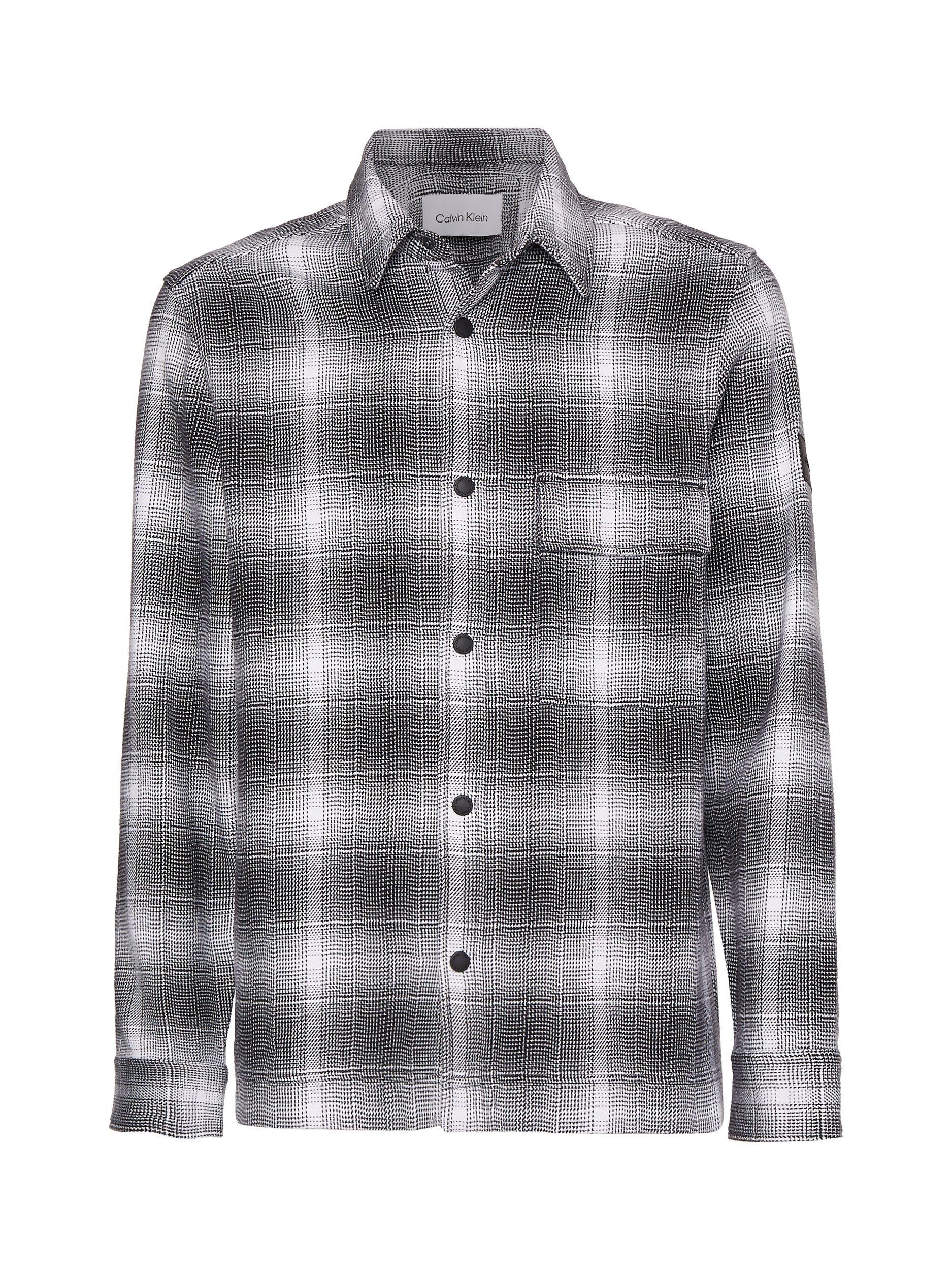 Product image 4 of 4, which shows Calvin Klein Blurred Check Shacket, Black, L