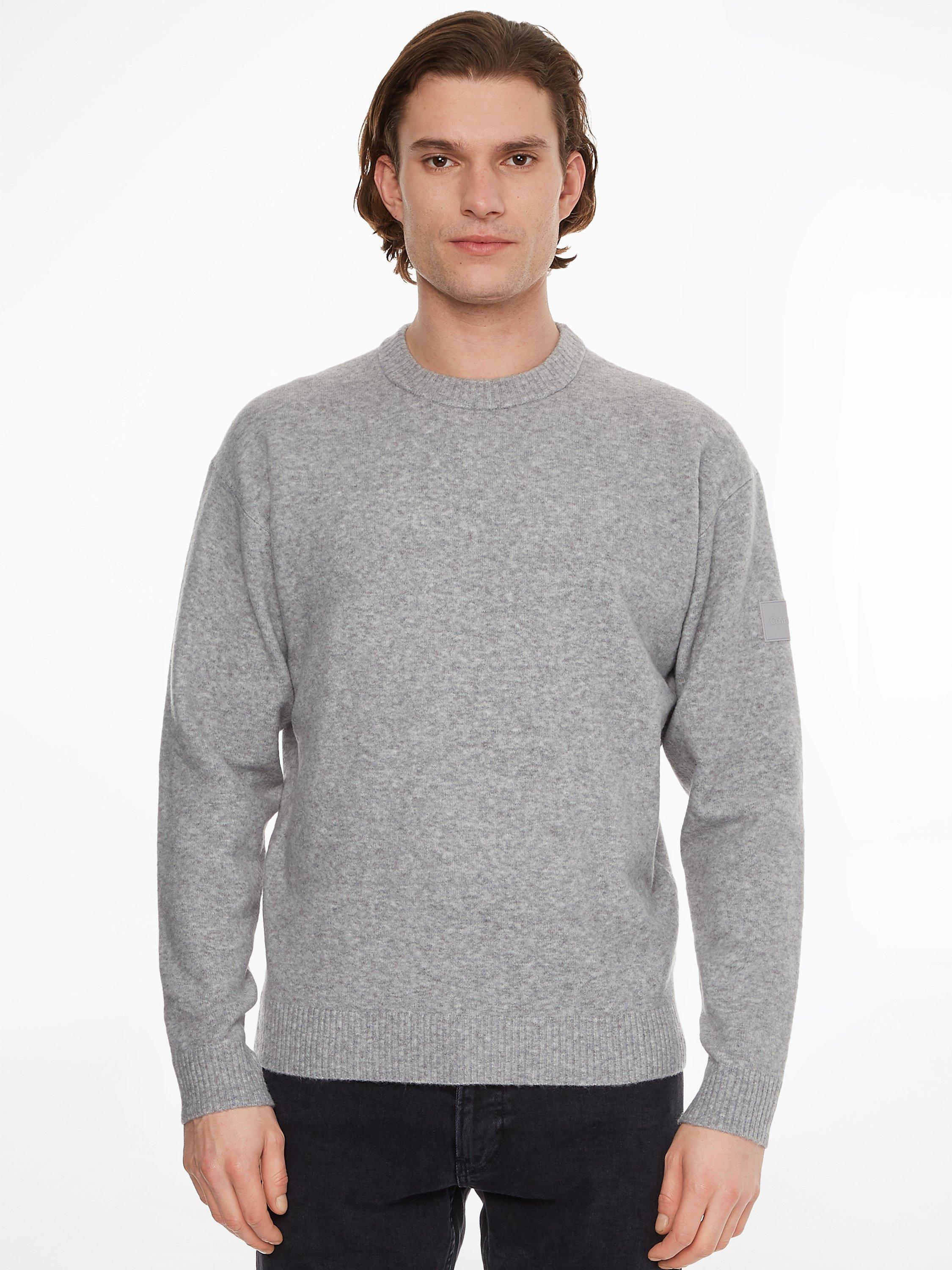 Calvin Klein Comfort Fit Wool Blend Jumper, Light Grey Heather