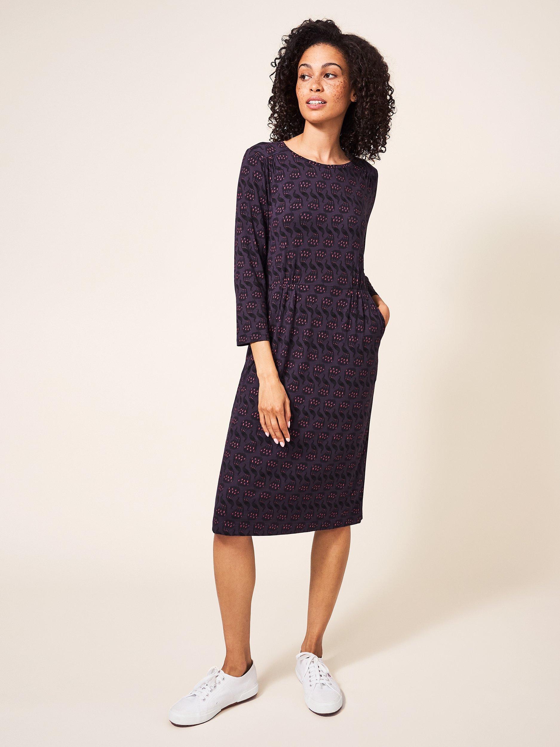 White Stuff Talia Jersey Midi Dress, Purple