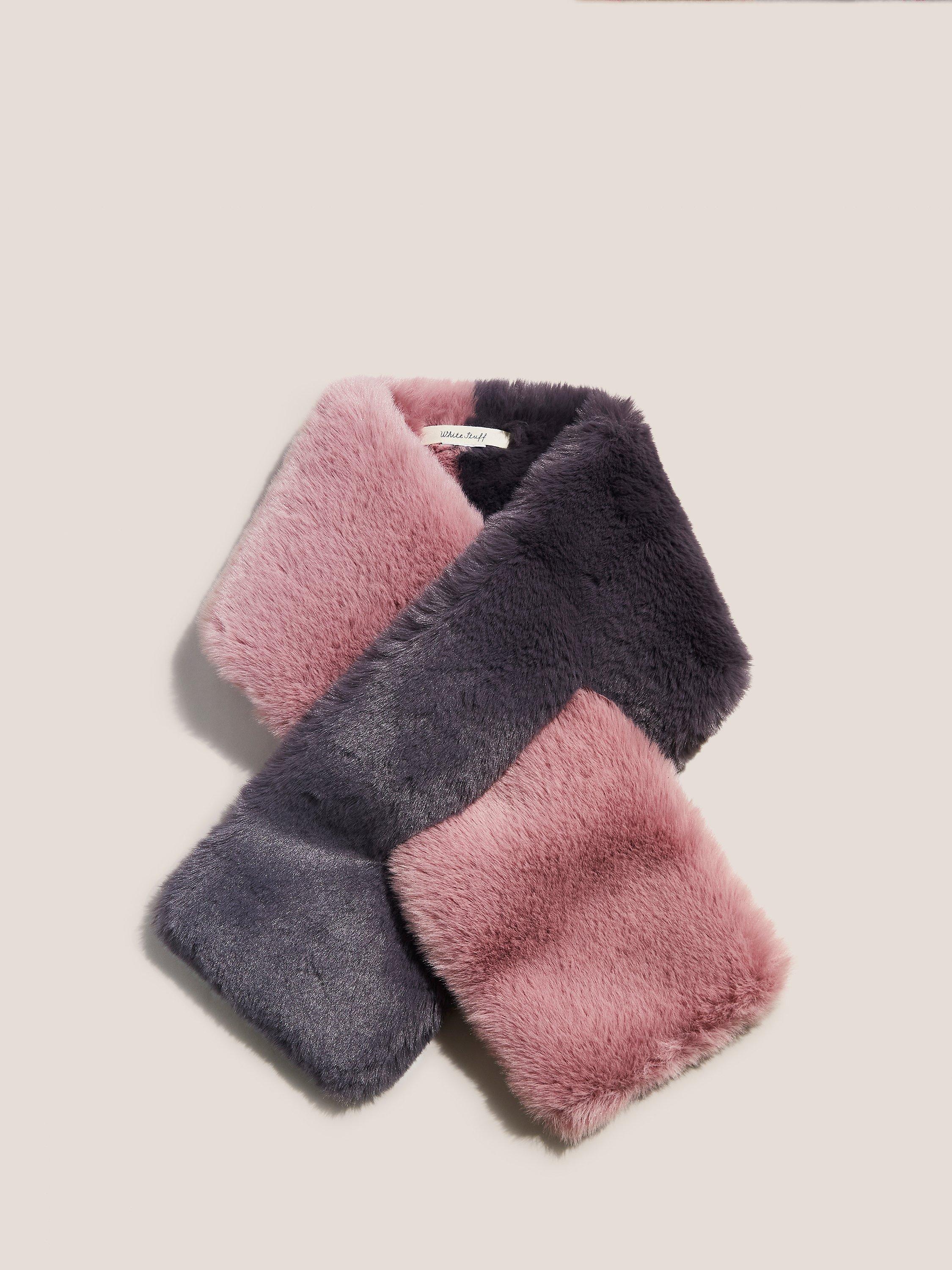 White Stuff Faux Fur Scarf, Pink, One Size