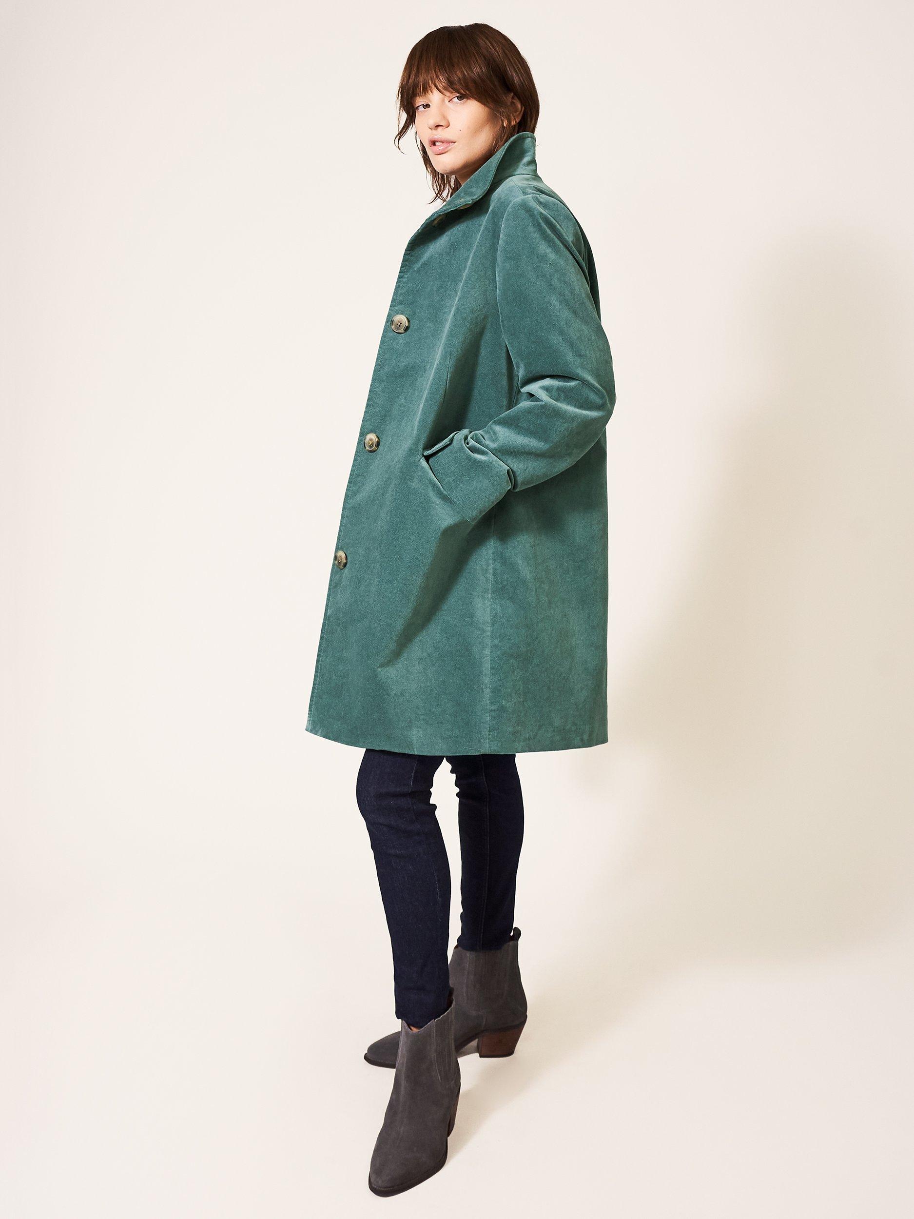White Stuff Karla Velvet Tailored Coat, Mid Teal